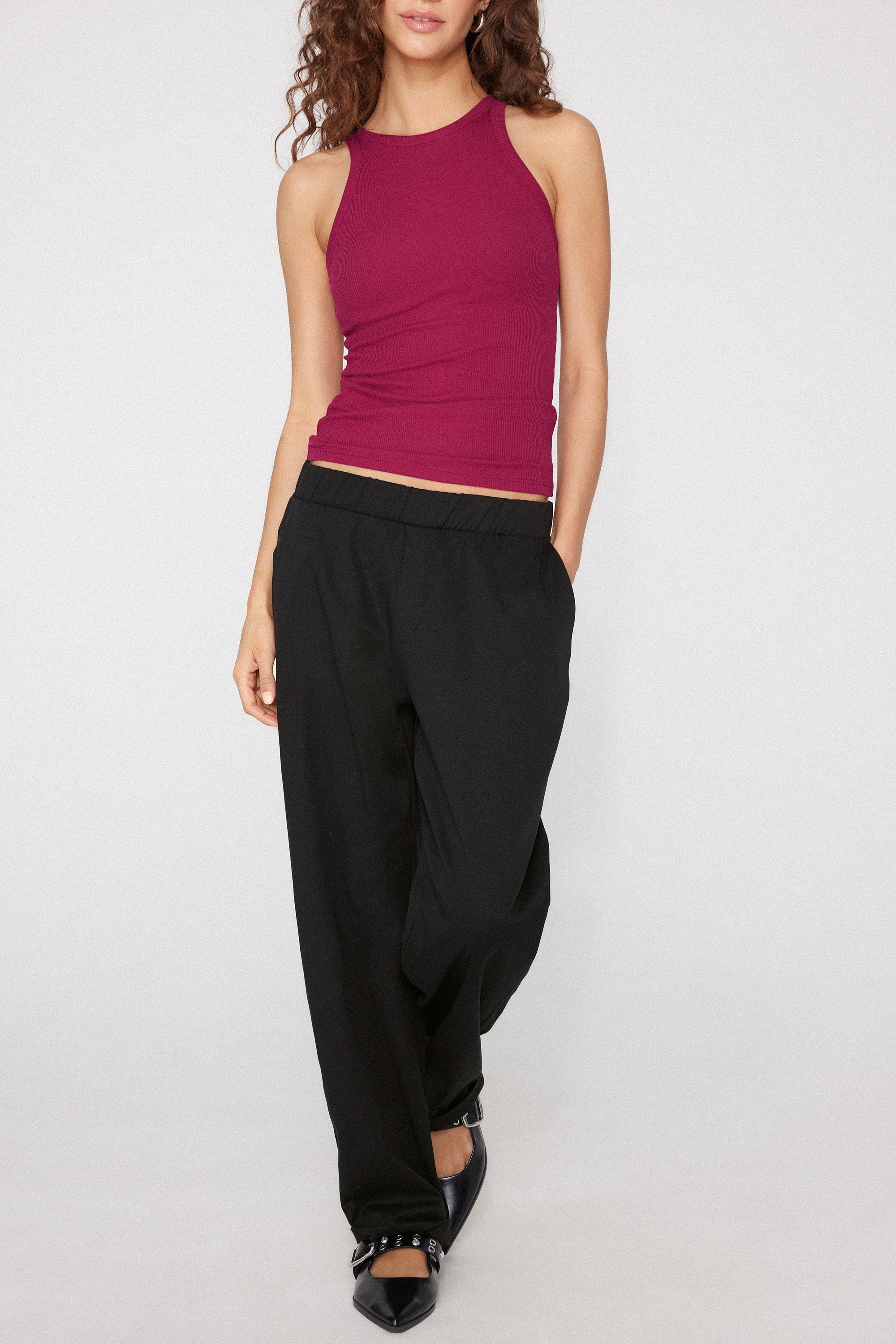 Canotta Vogatore con Coppe Integrate Cotone Costine