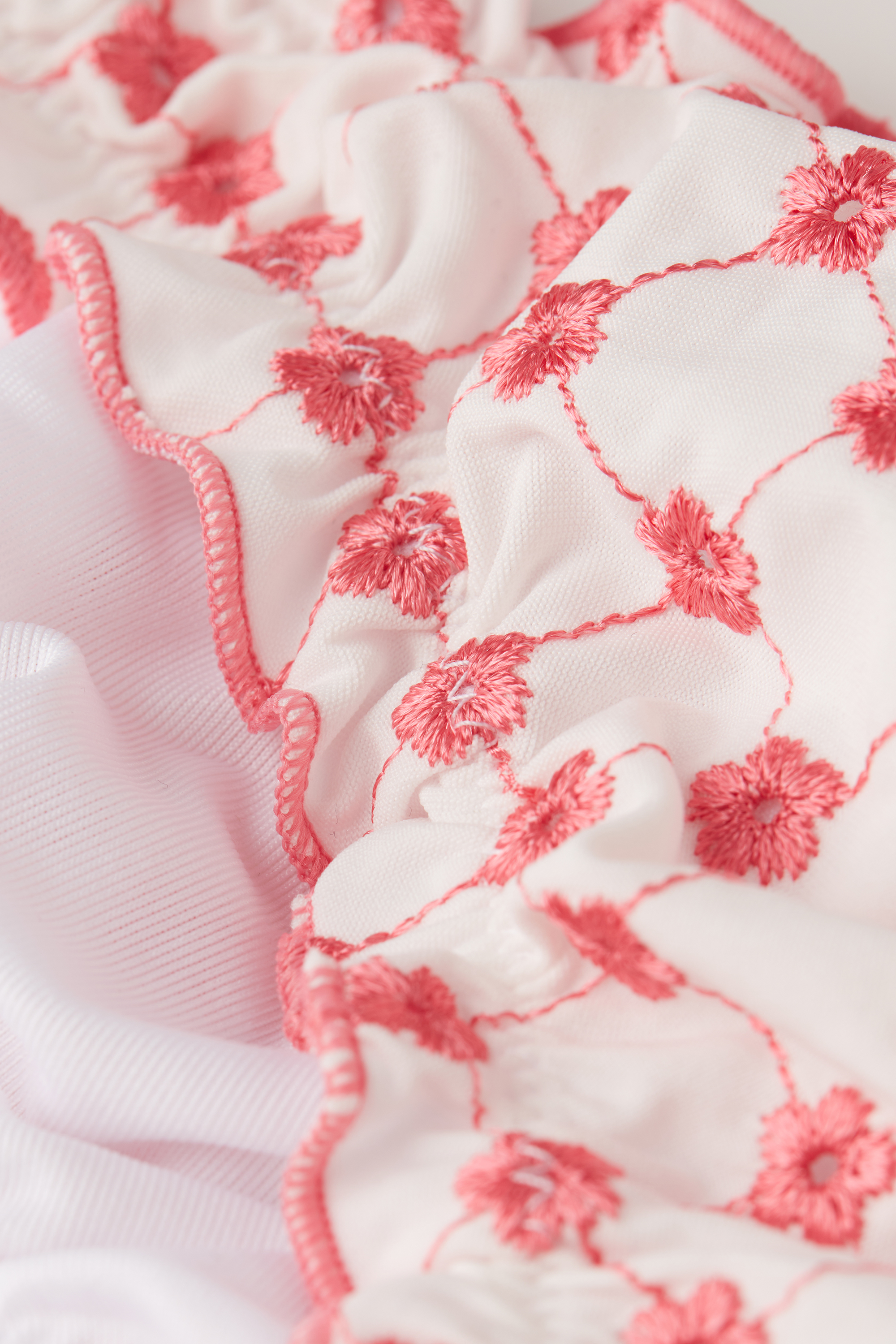 Haut de Maillot Triangle Fille à Fleurs Brodées