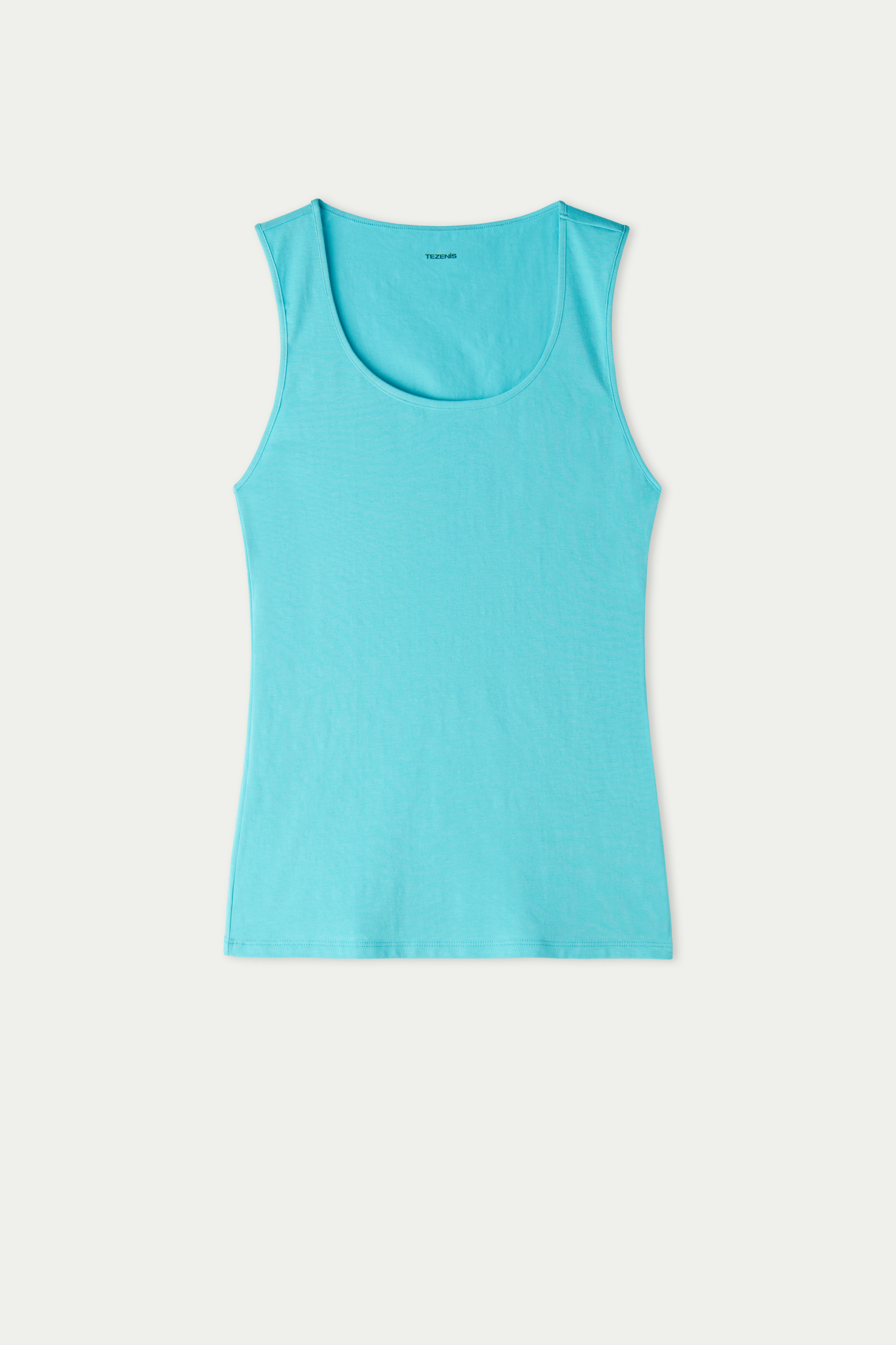 Camiseta de Tirantes Anchos de Algodón con Cuello Redondeado