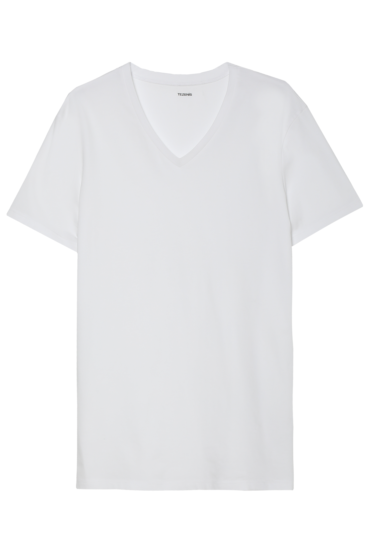 T-shirt z Dekoltem w kształcie V z Elastycznej Bawełny