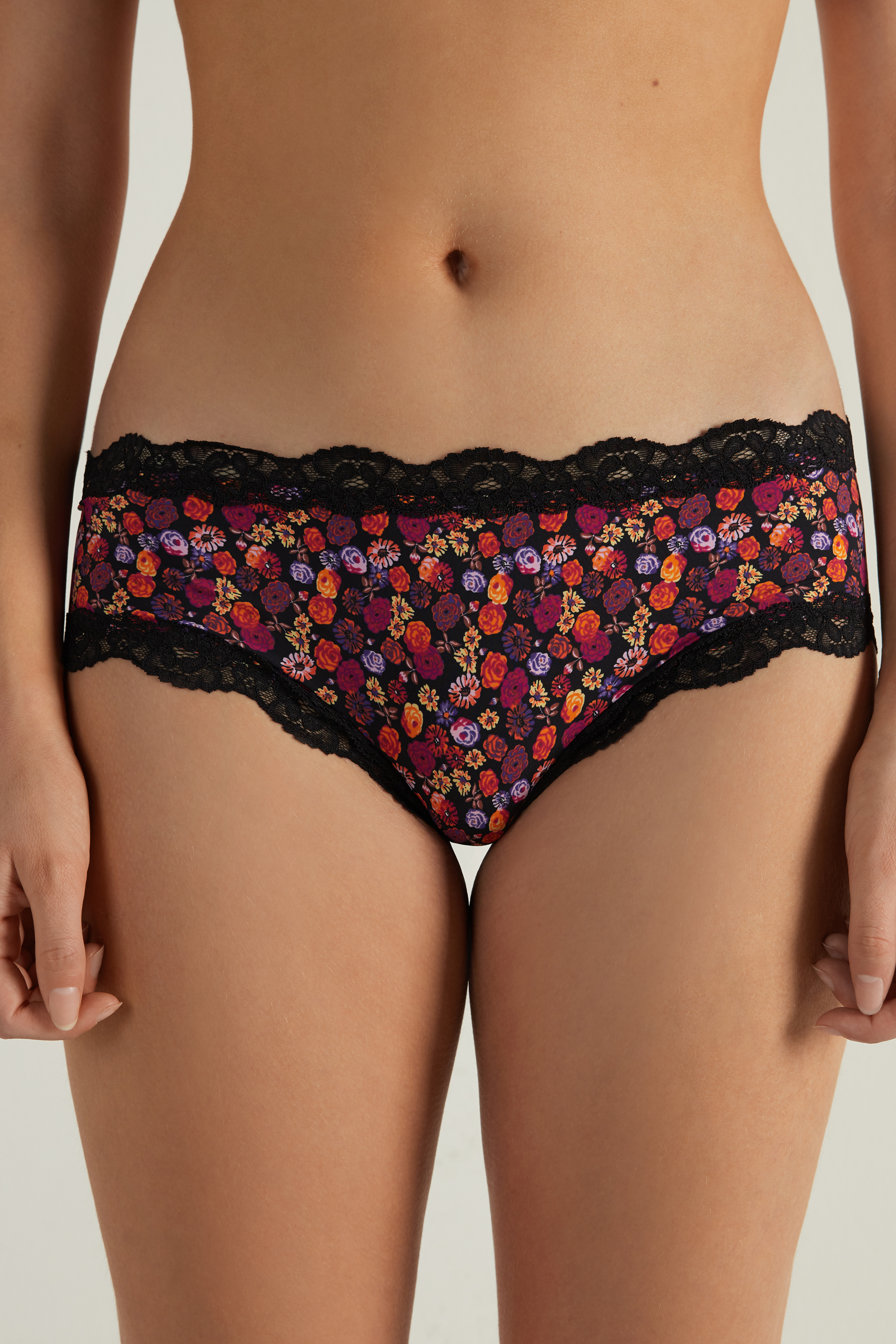 Tezenis Donna Abbigliamento Intimo Mutande Culotte Culotte Brasiliana Microfibra Stampata e Pizzo Donna Taglia 
