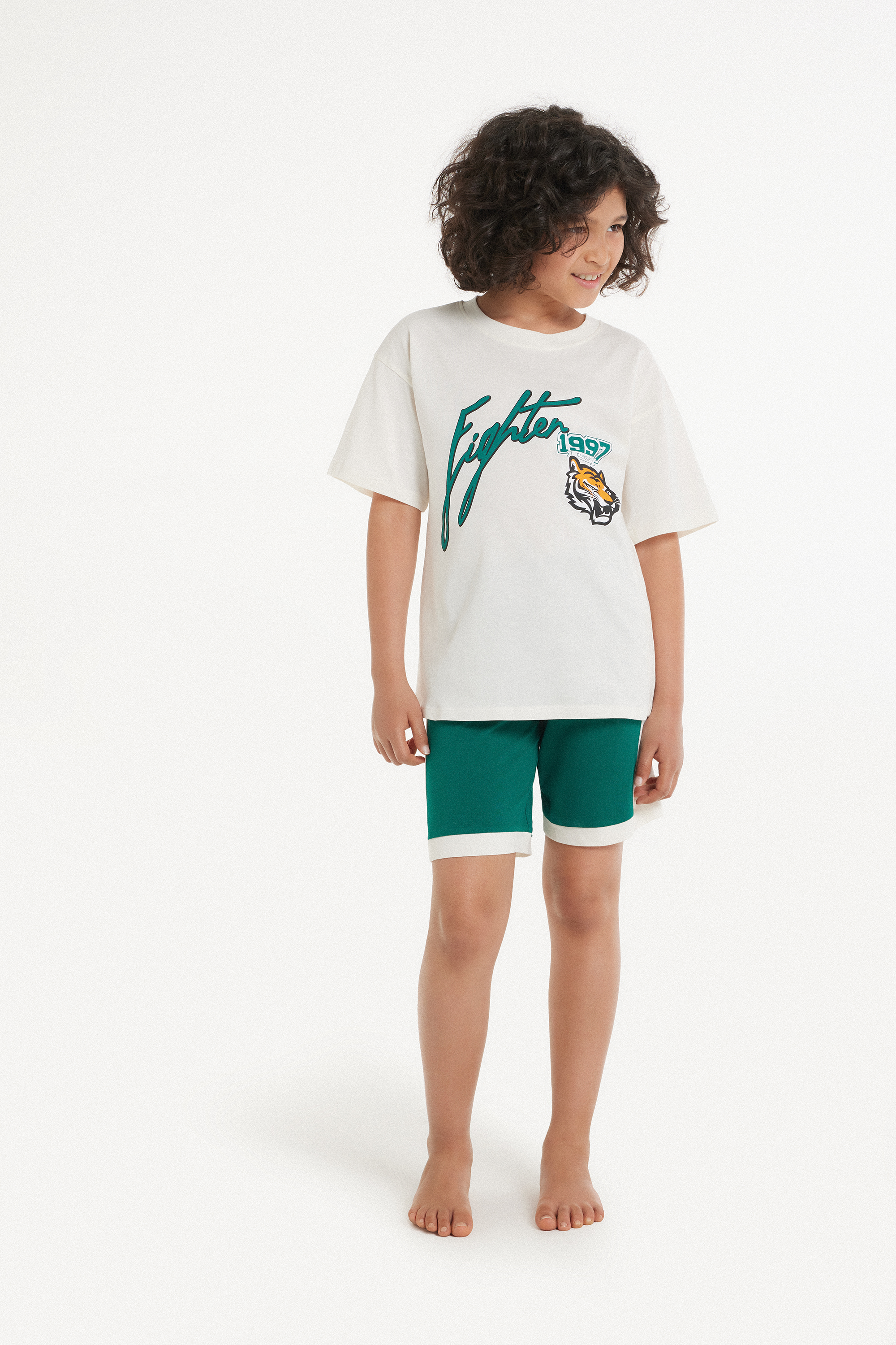 Boys’ Fighter Print Short Cotton Pyjamas