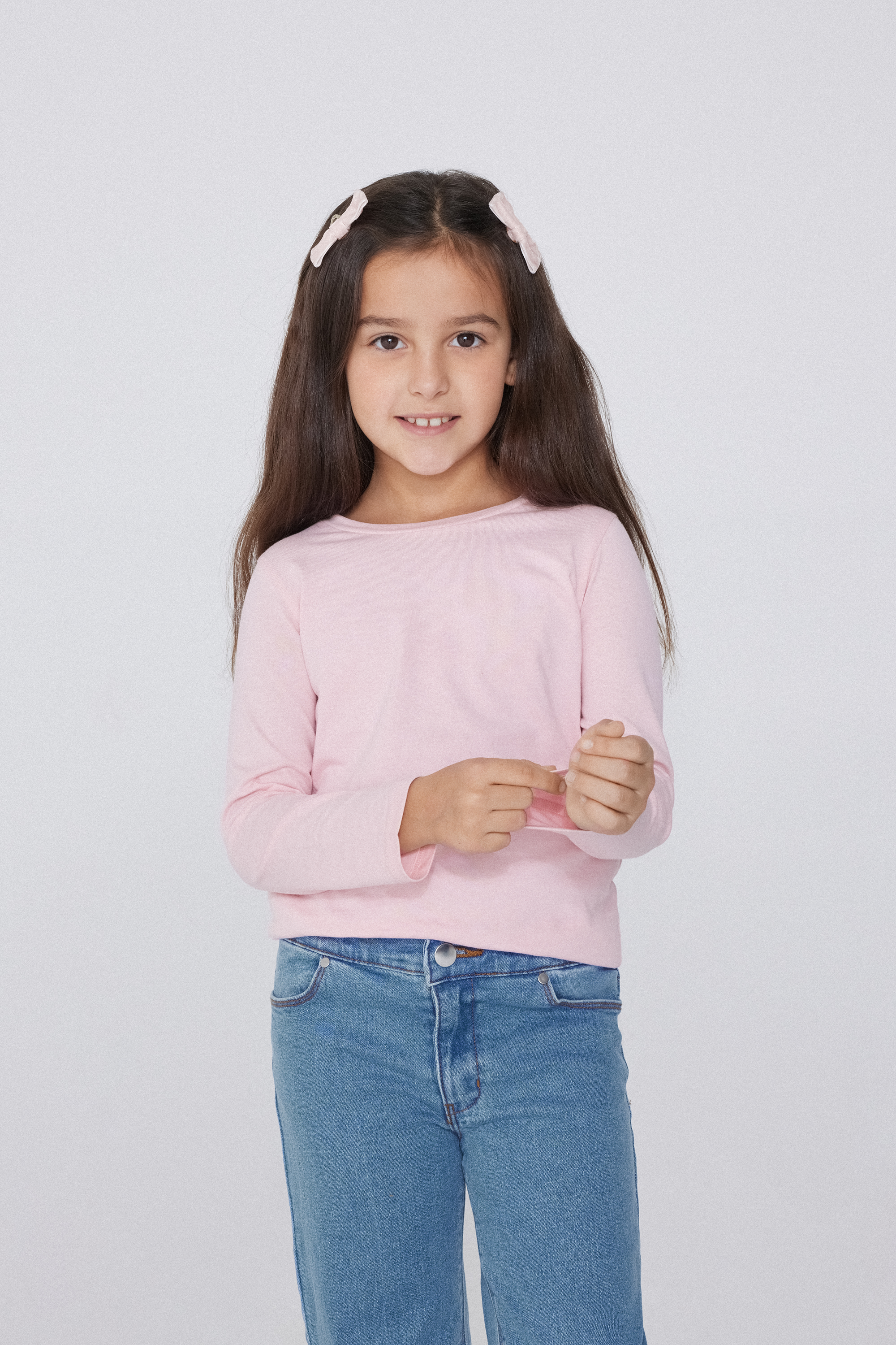 Camiseta de manga larga básica unisex 100% algodón niños
