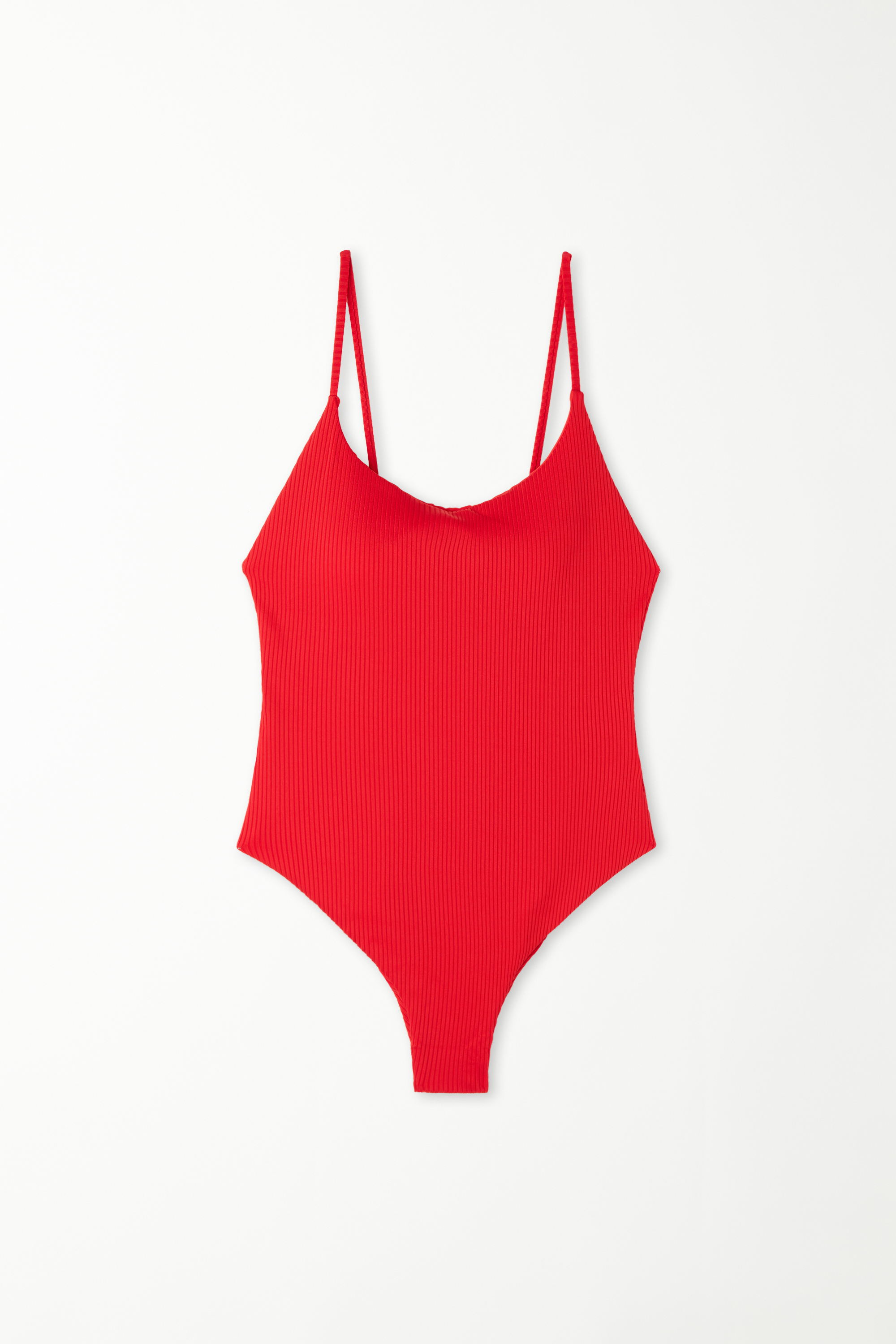 Padded One-Piece Swimsuit in Recycled Ribbed Microfibre