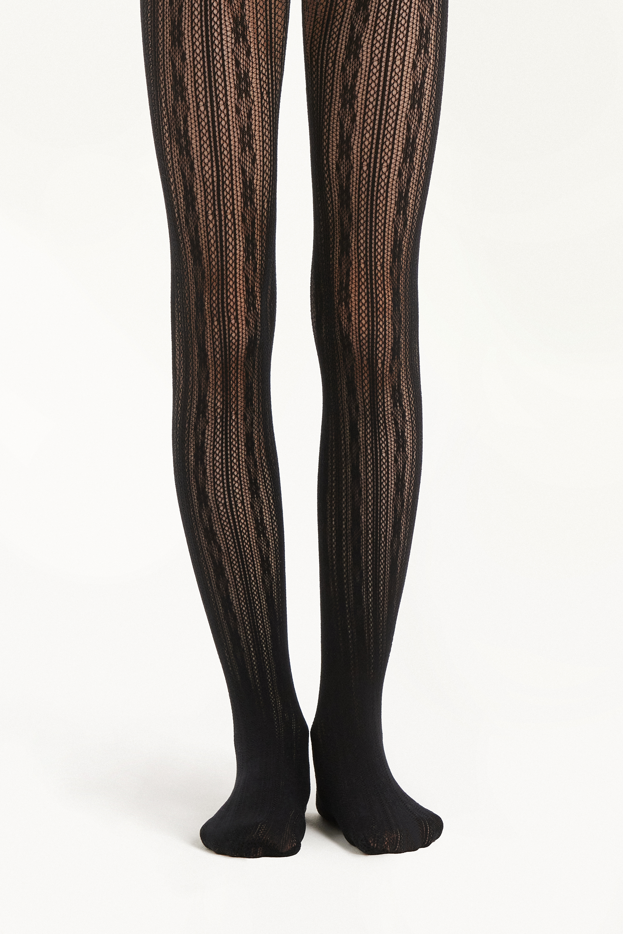 Collant Bimba Rete Righe Fiori