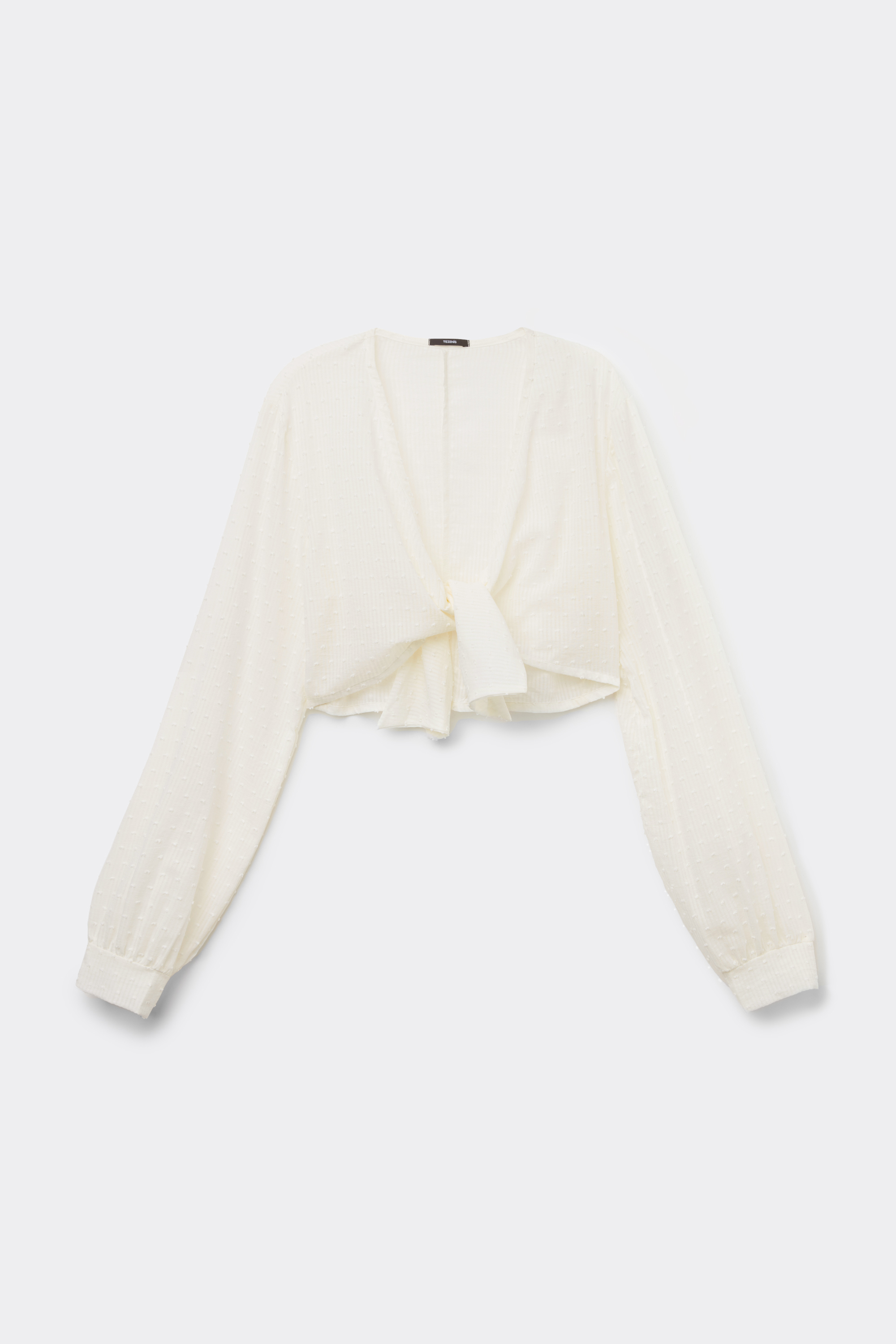 Long Sleeve Crisscross Cloth Crop Top