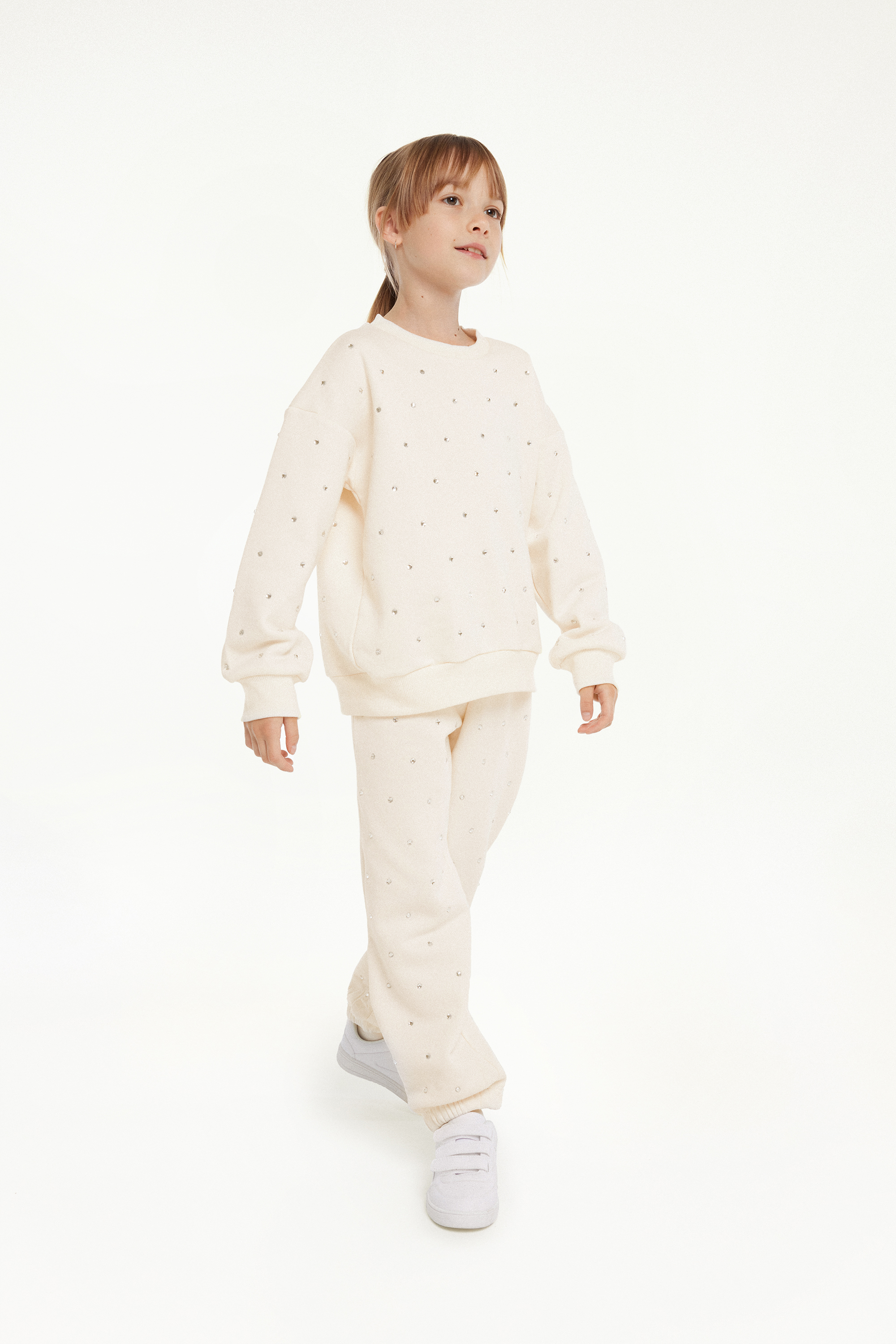 Pantalón de Chándal de Felpa con Strass para Niña