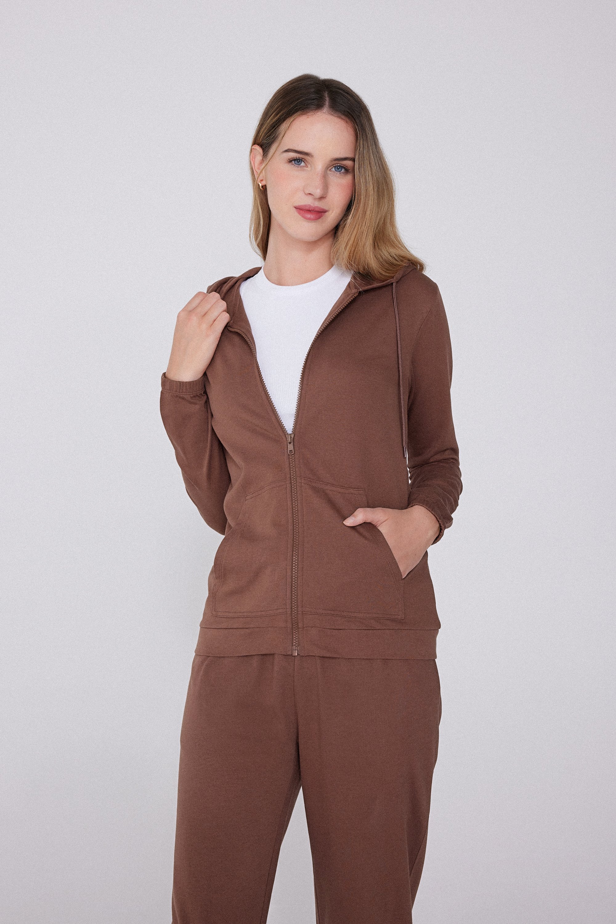 Lightweight Zip-Up Drawstring Hoodie