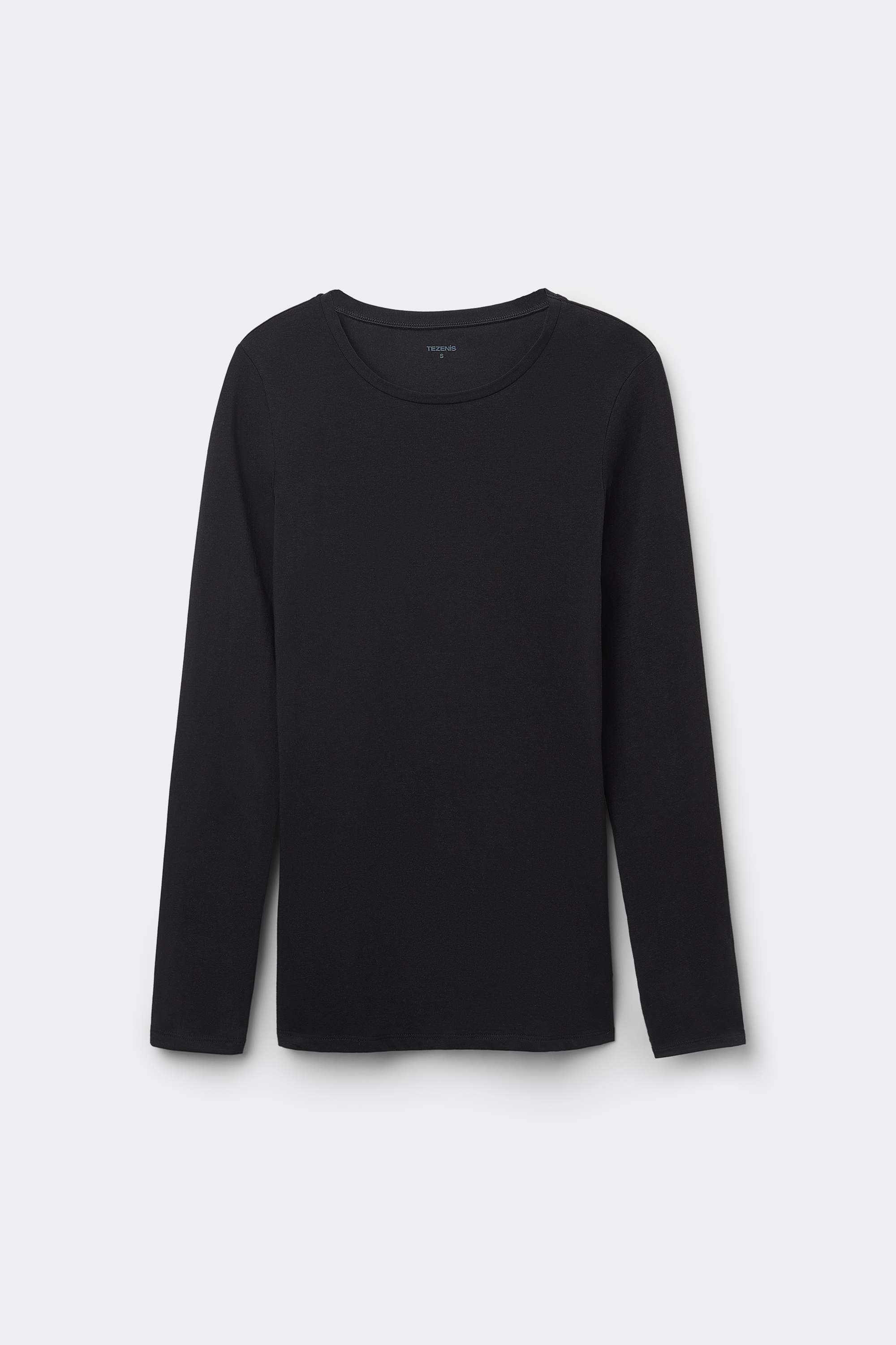 Long-Sleeve Crew-Neck Stretch-Cotton Top