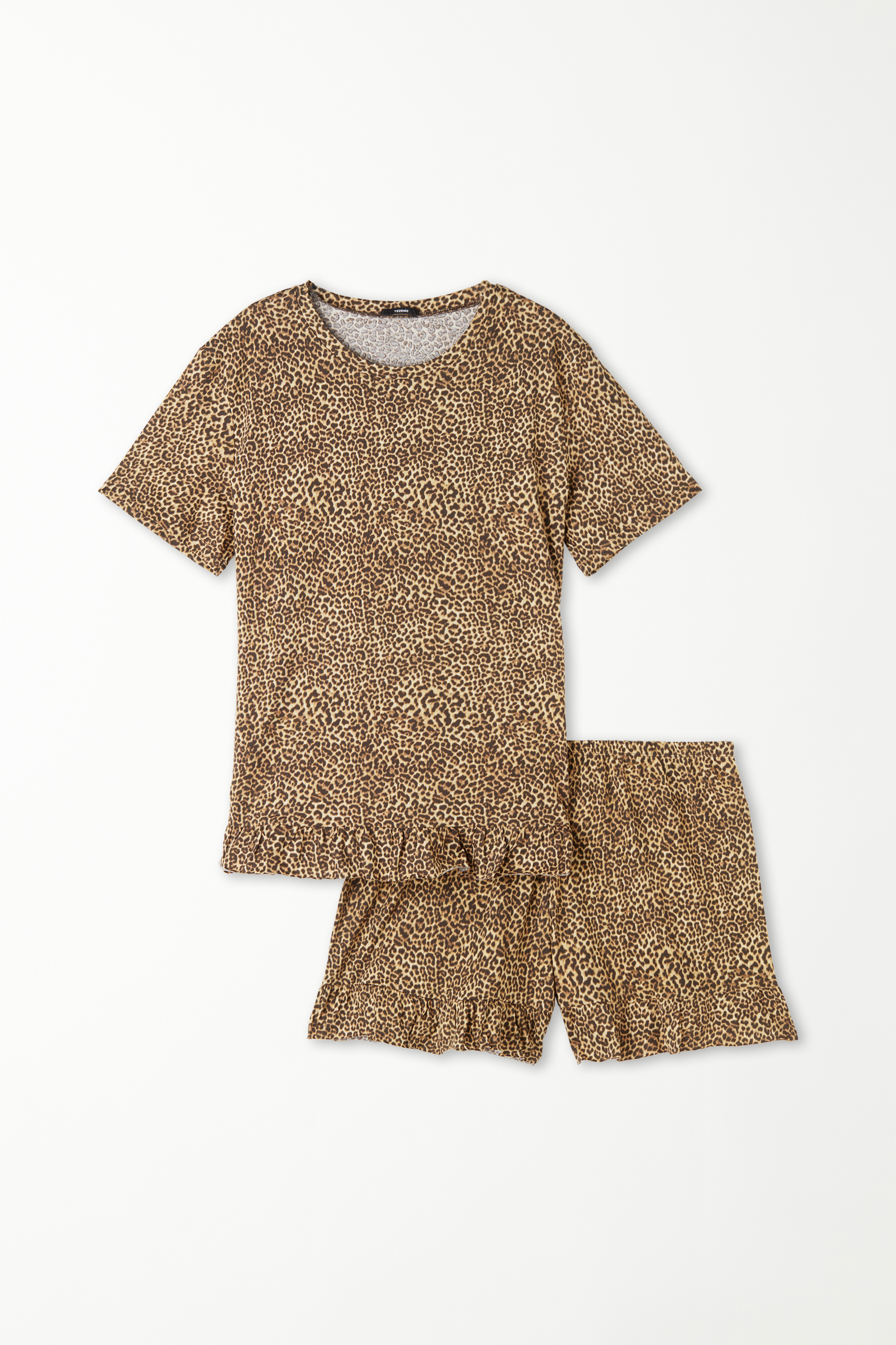 Kurzer Baumwoll-Pyjama mit halblangen Ärmeln und Animal-Print