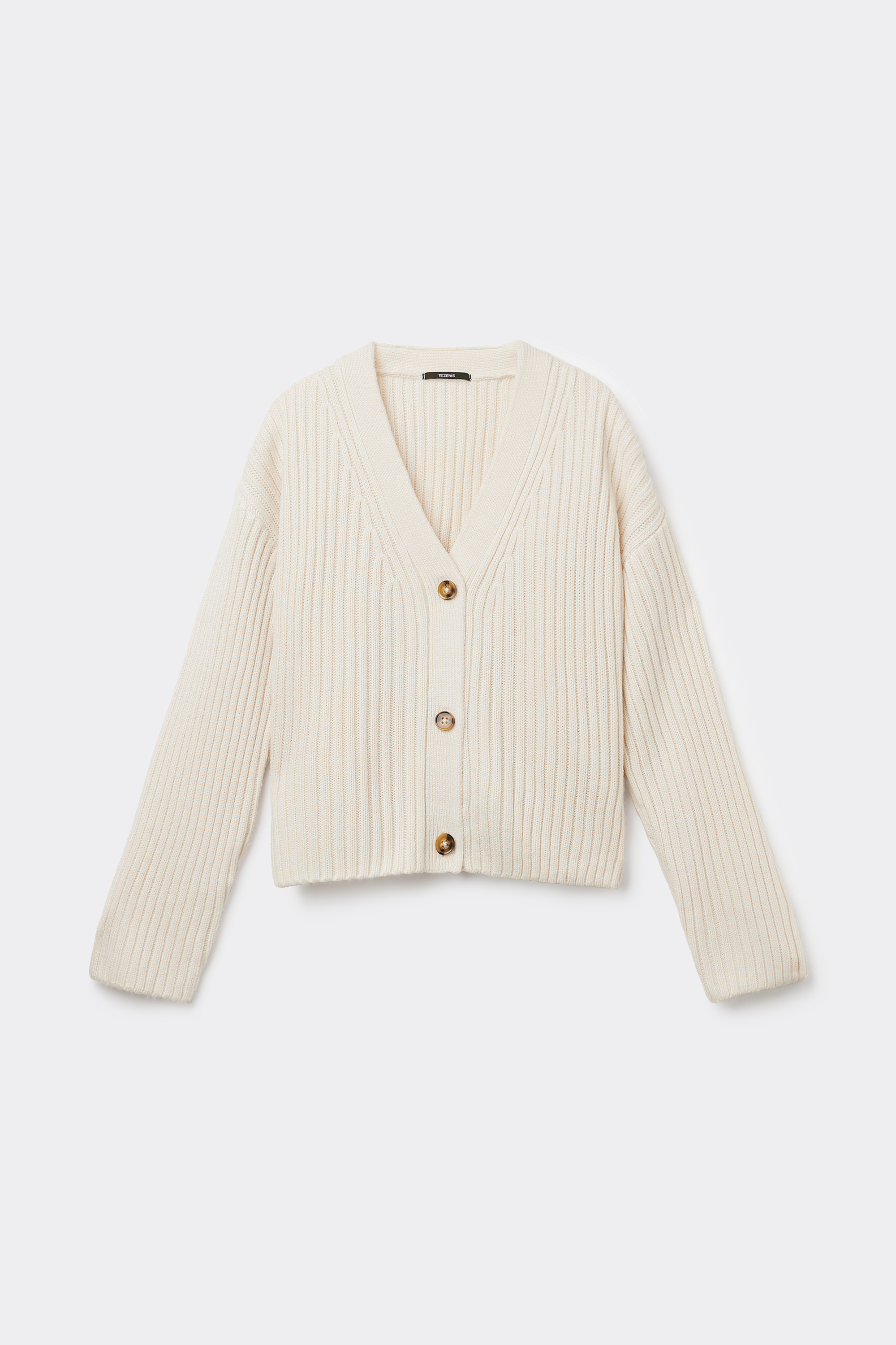 Cardigan Épais Manches Longues à Boutons Côtelé Fille