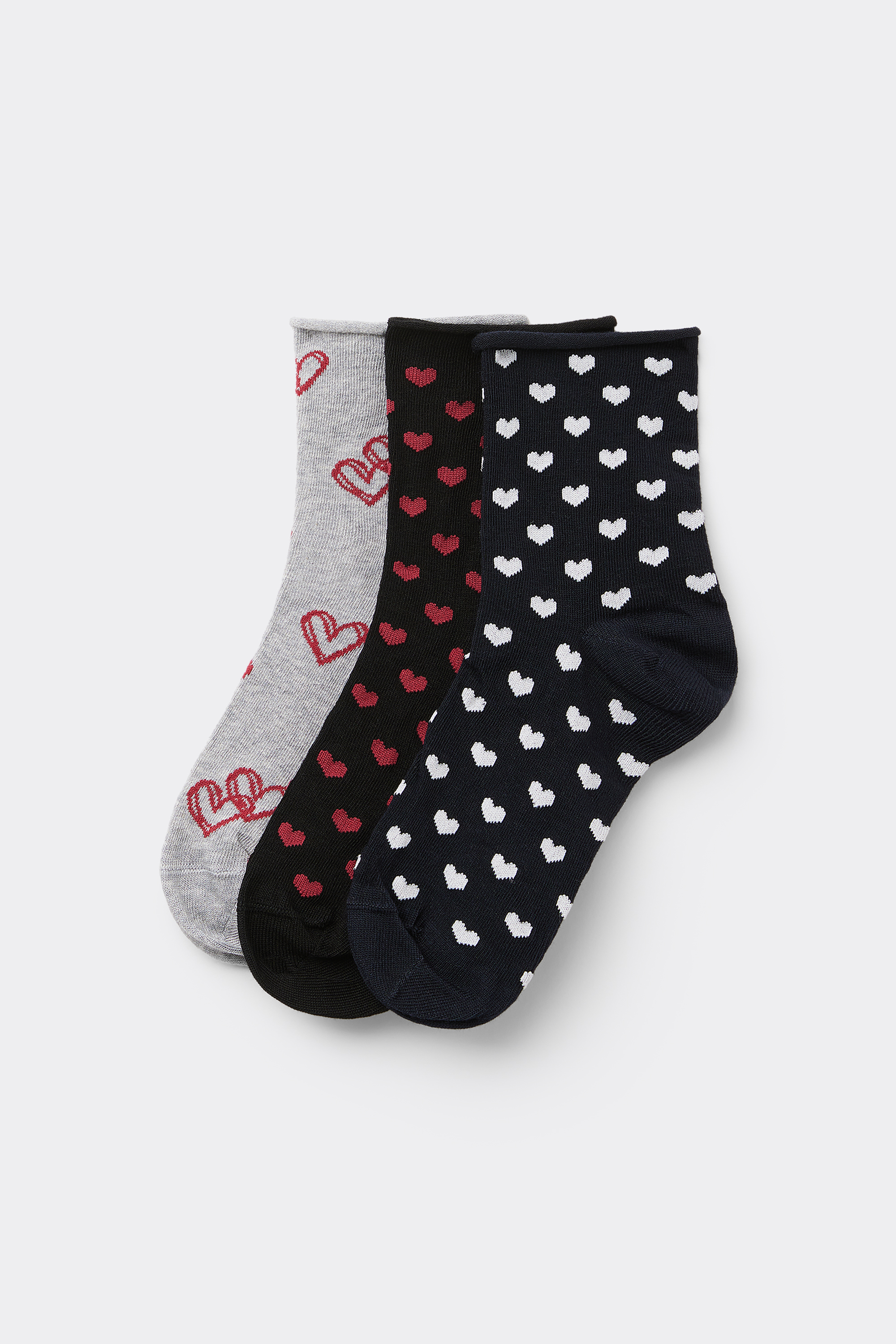 3 Pairs of Women’s Patterned Edgeless Cotton Crew Socks