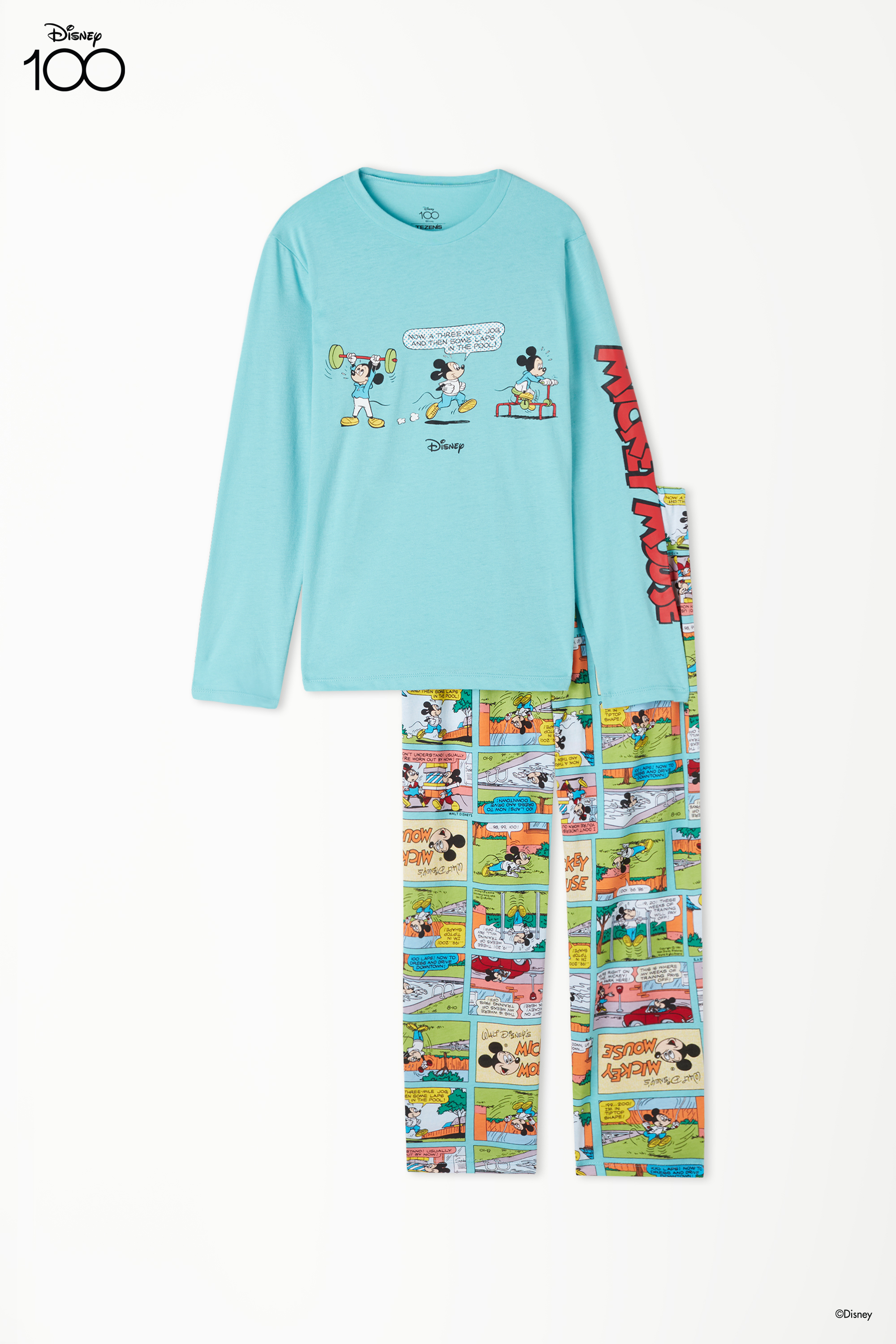 Boys’ Long Cotton Pyjamas with Disney 100 Print