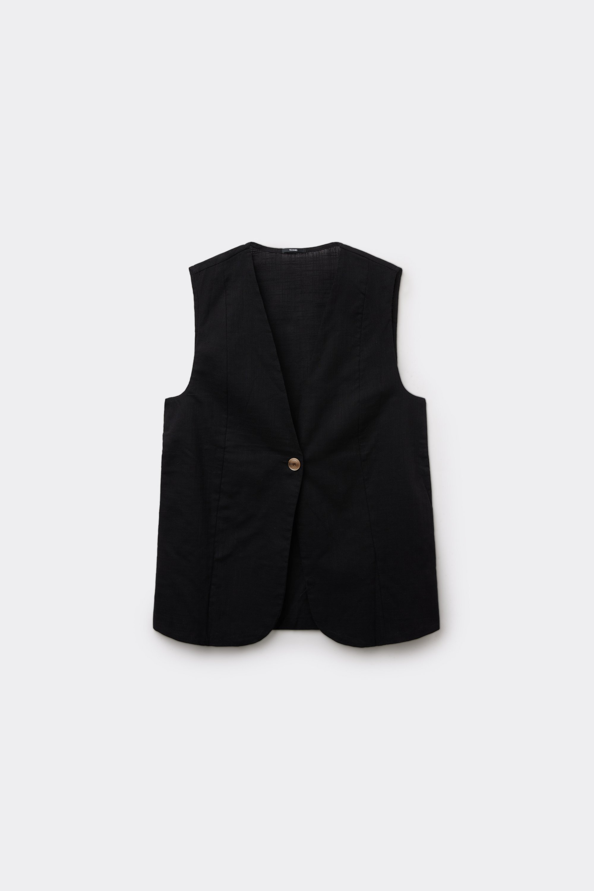 Linen-Look Cotton Canvas Long Gilet