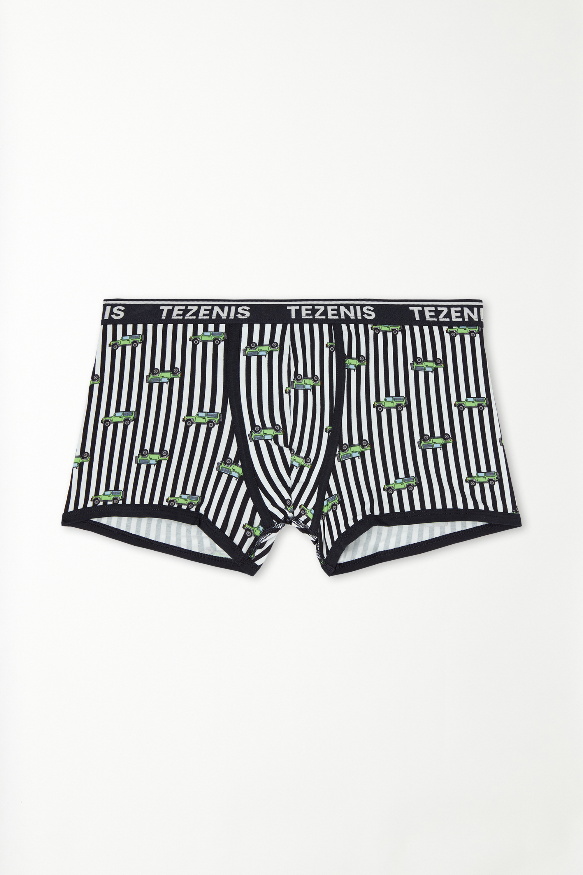 Printed Cotton Boxers with Contrasting Trim and Logo
