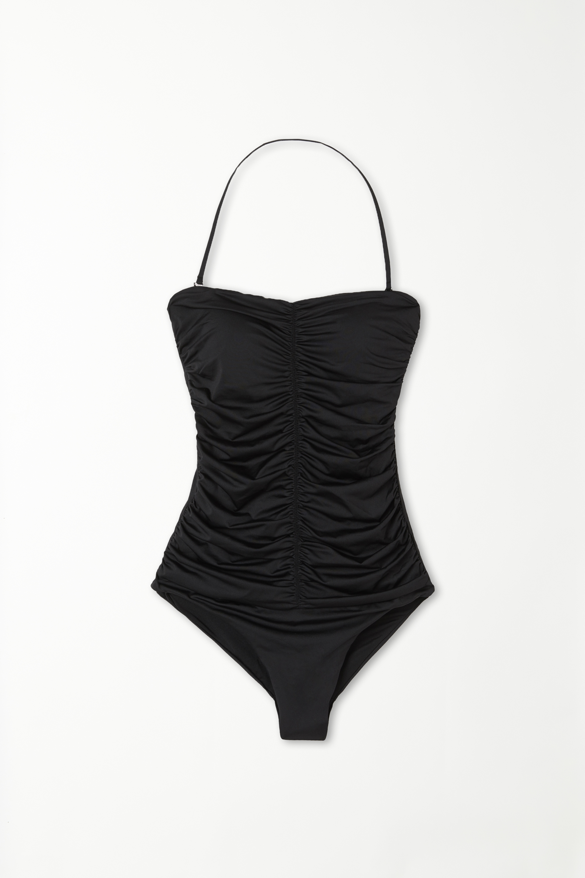 Recycled Microfiber Ruched Bandeau One-Piece Swimsuit