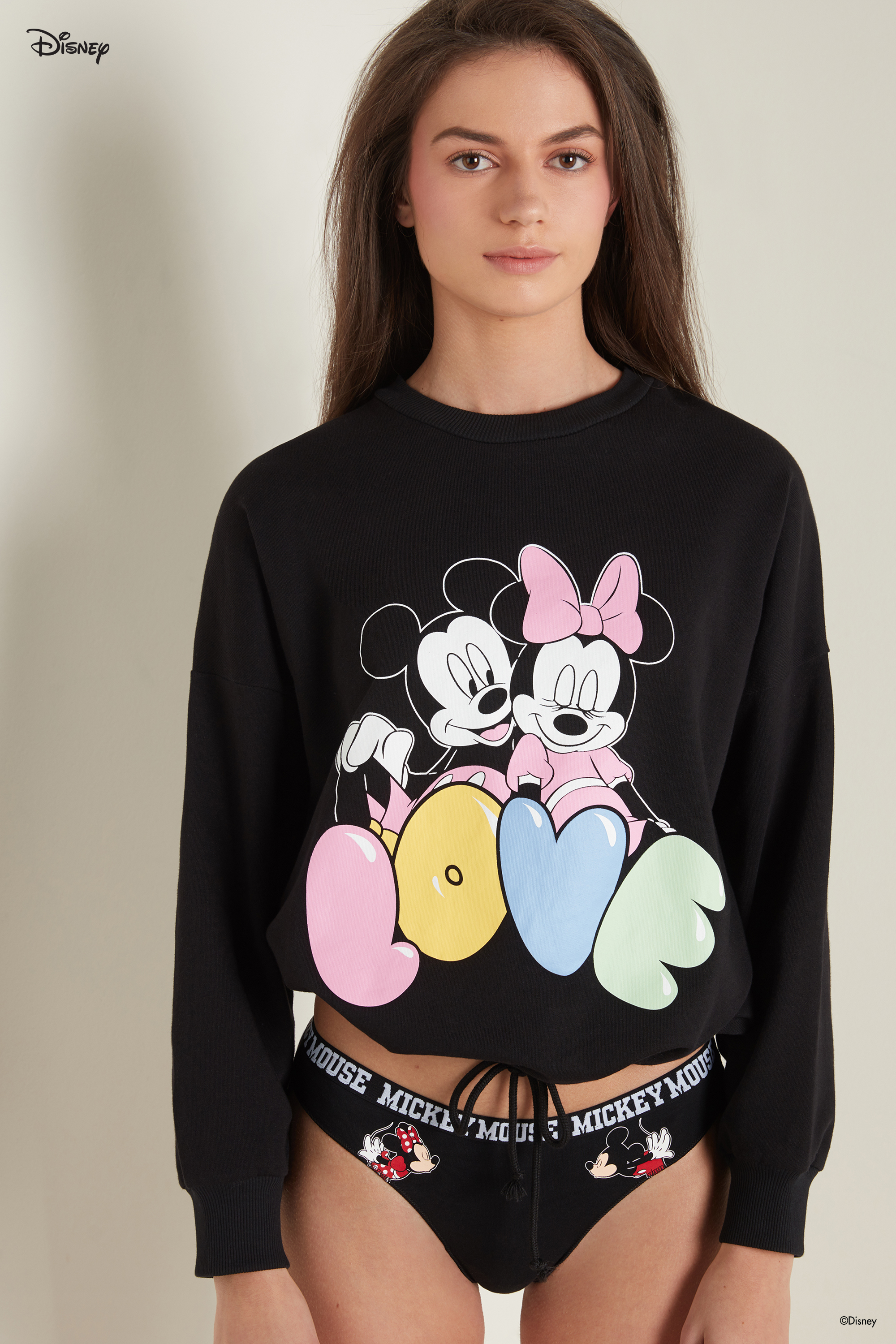 Disney Womens Mickey and Minnie Love Never Goes Out of Style Sweatshirt