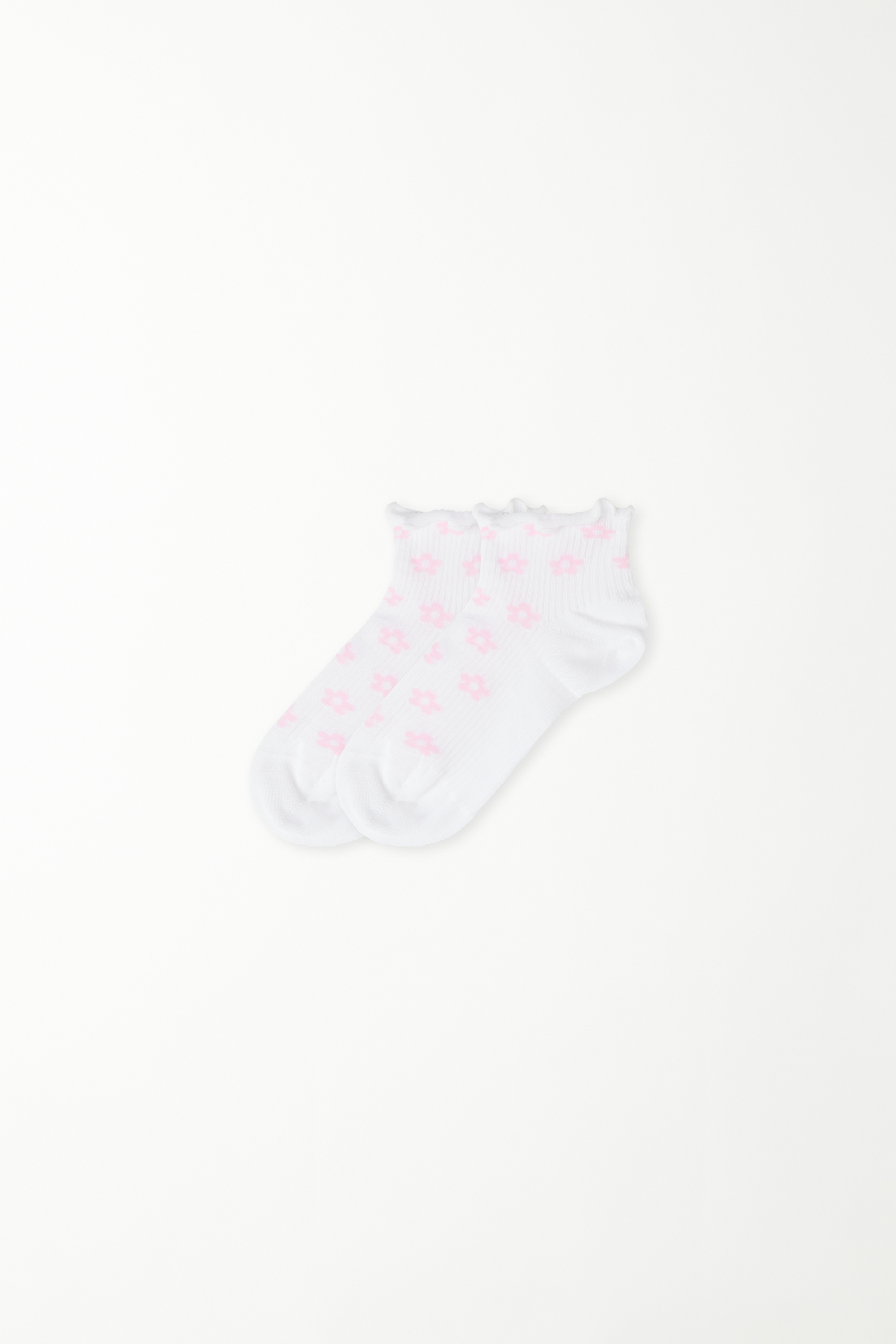 Girls’ Short Patterned Cotton Socks