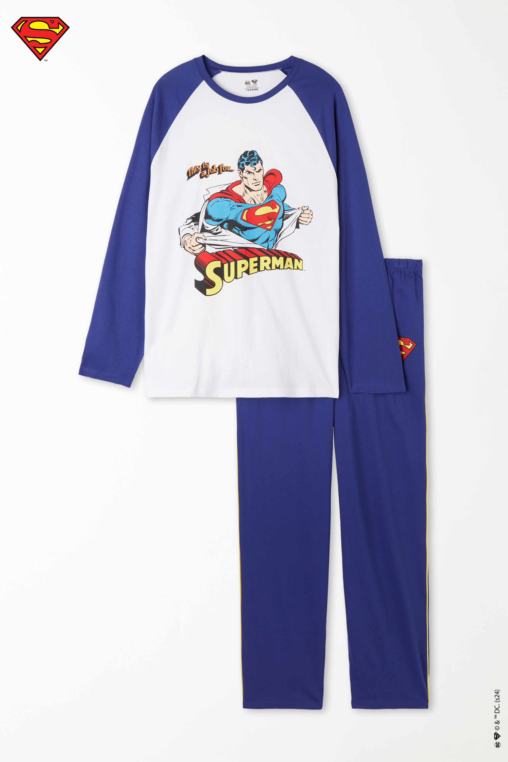 Superman Print Full Length Cotton Pajamas