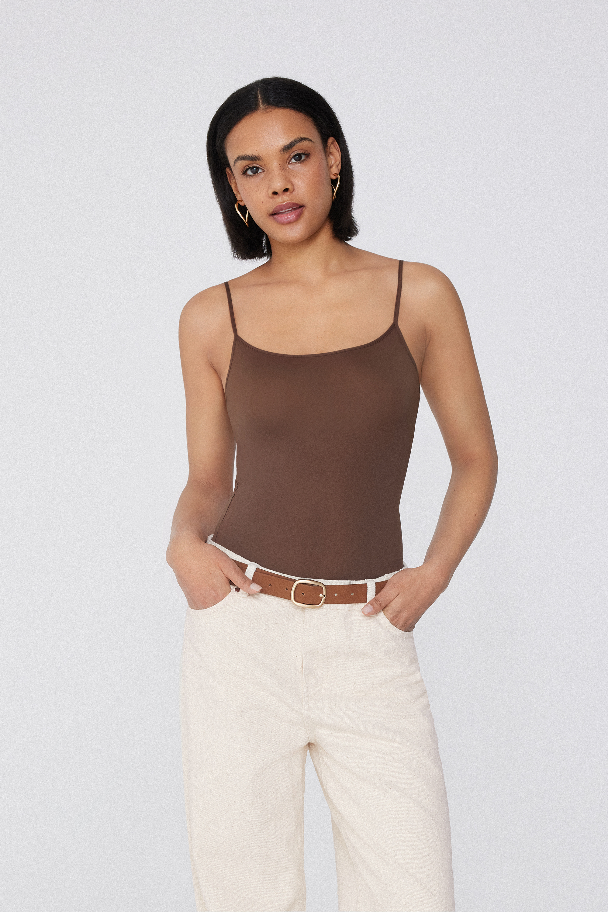 Microfiber Spaghetti Strap Bodysuit
