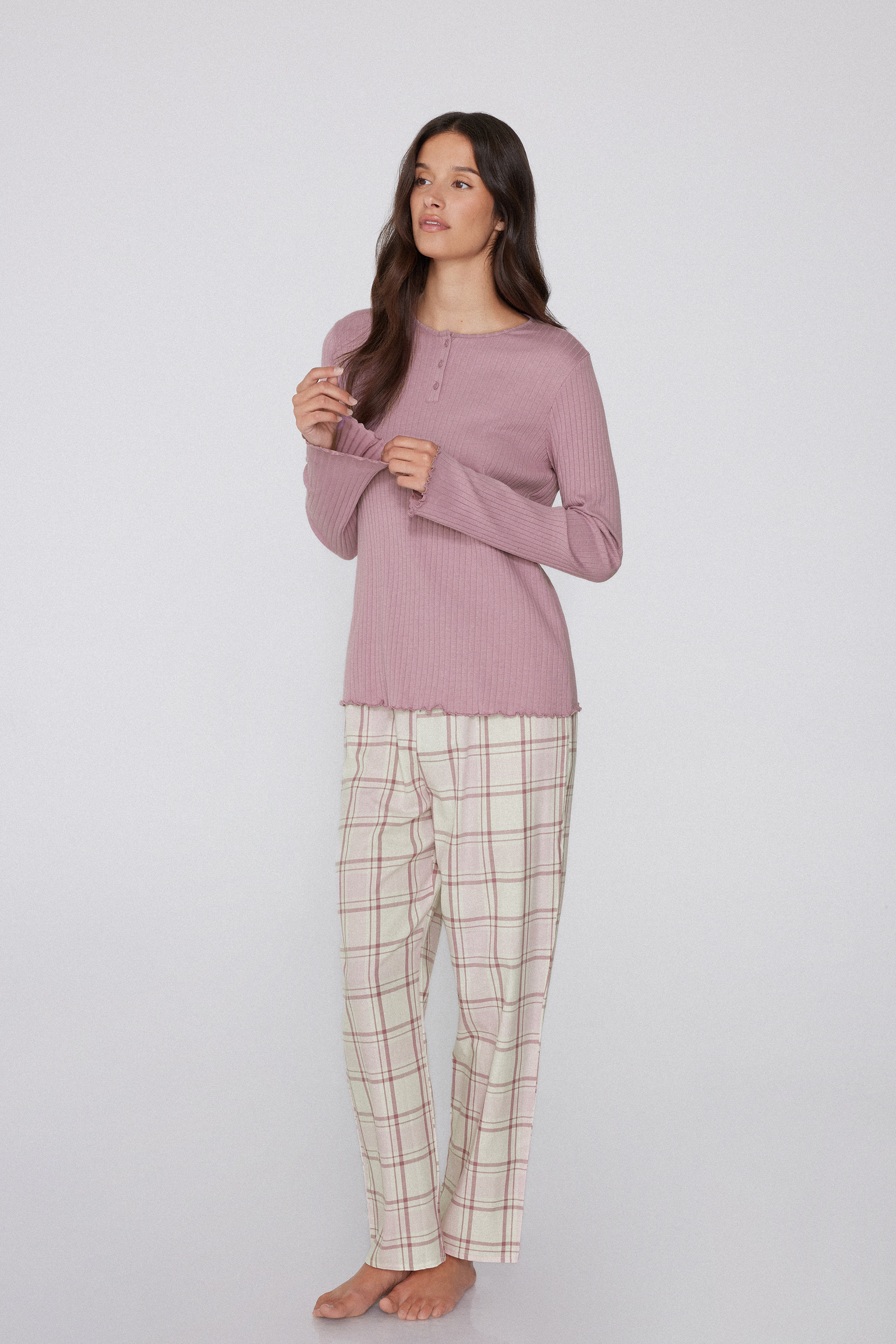 Long Ribbed Cotton Canvas Pyjamas
