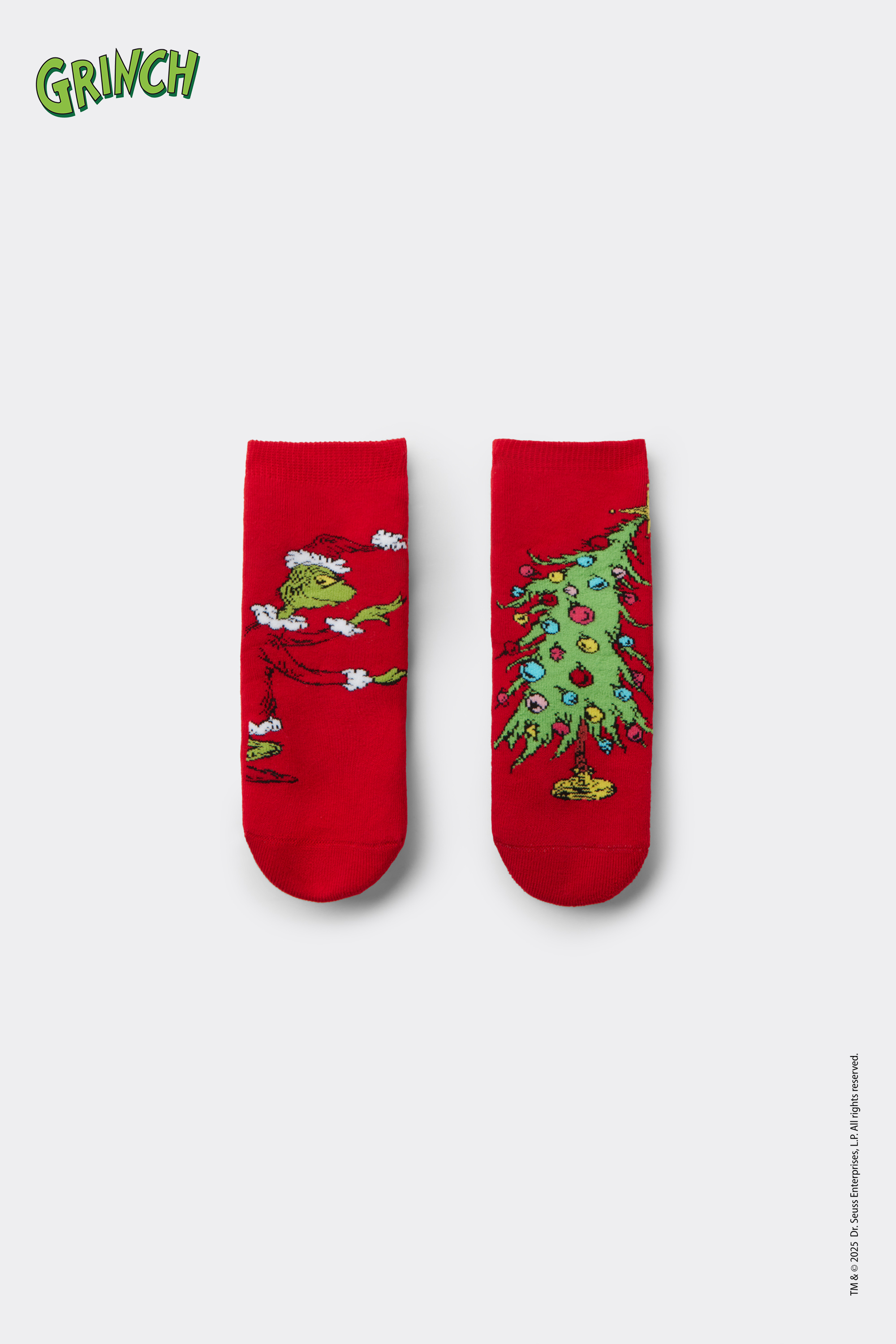 Unisex Kids’ Short Non-Slip Grinch Print Socks