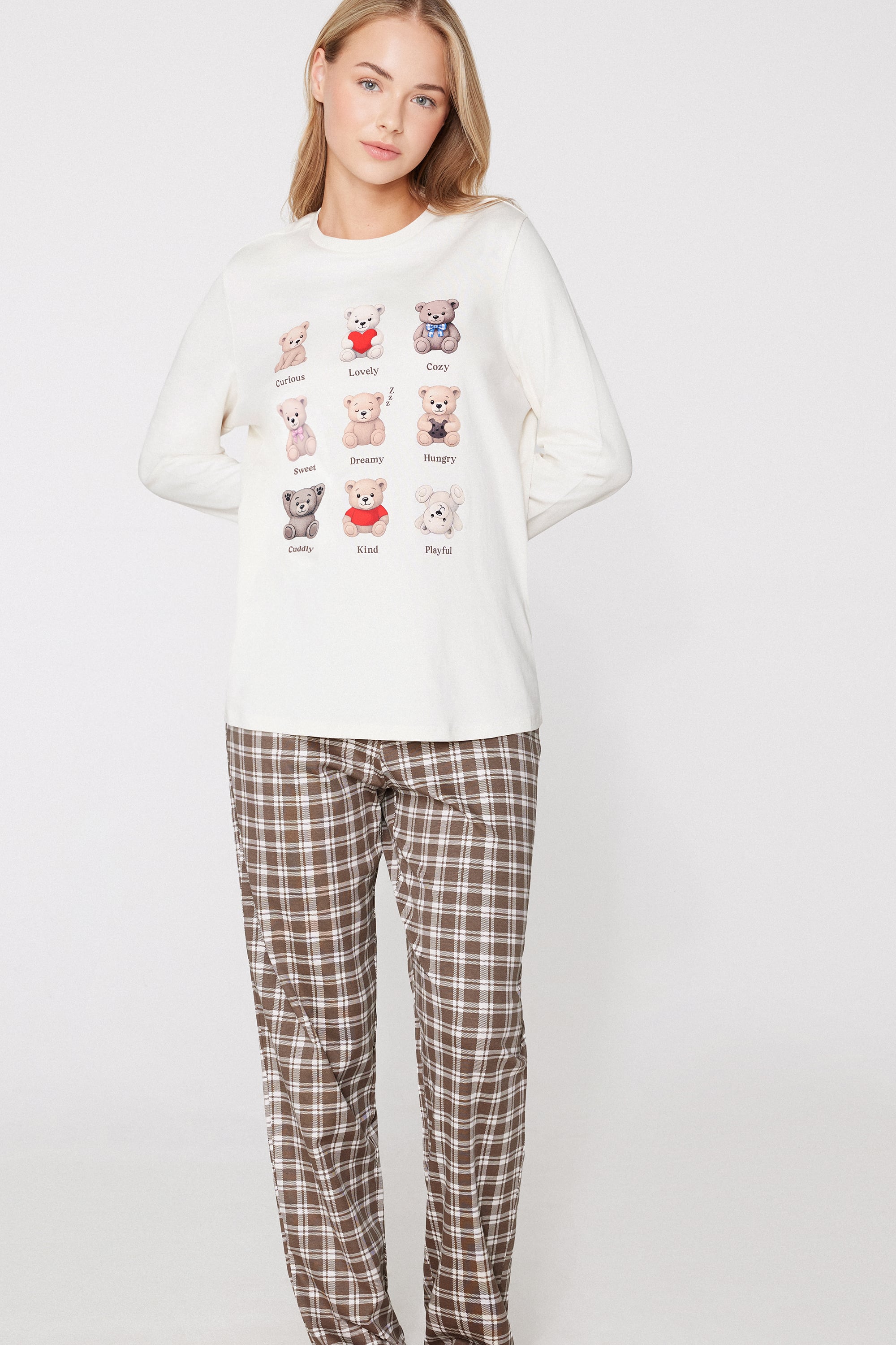 Long Heavy Cotton Bear Print Pyjamas