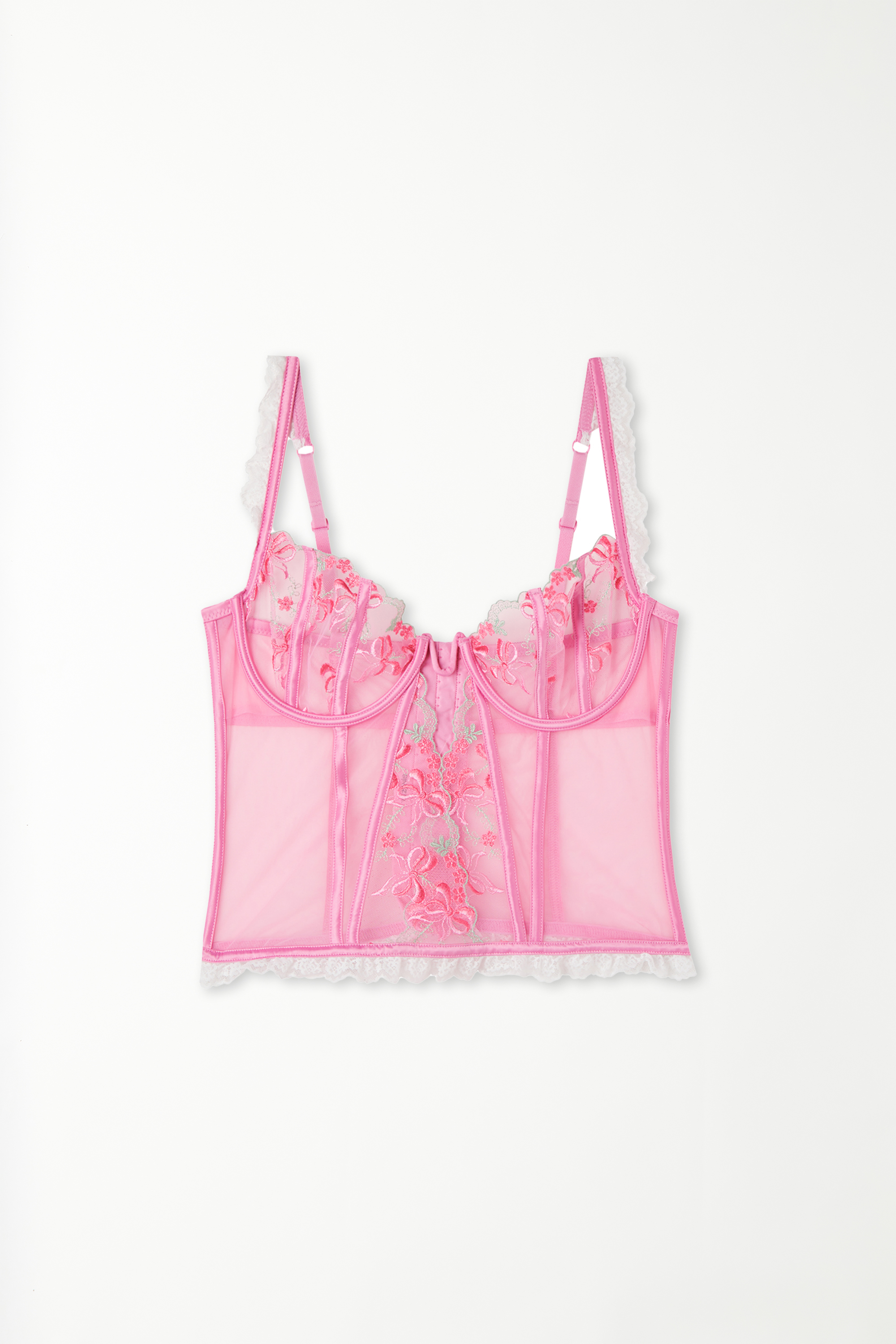 Balconette-Bra-Top in Miederoptik Pink Candy Lace