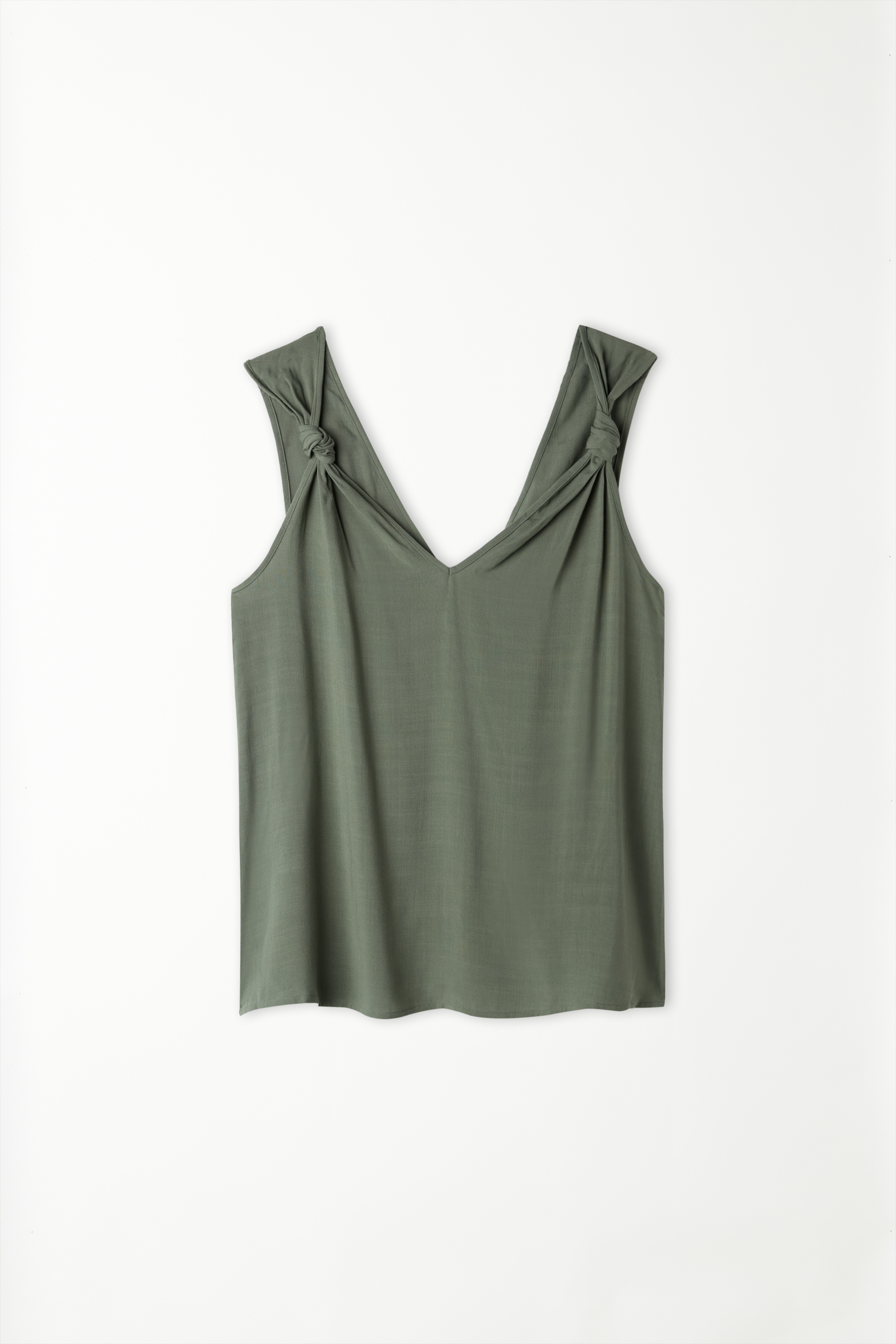 Brushed Fabric Knotted Tank Top