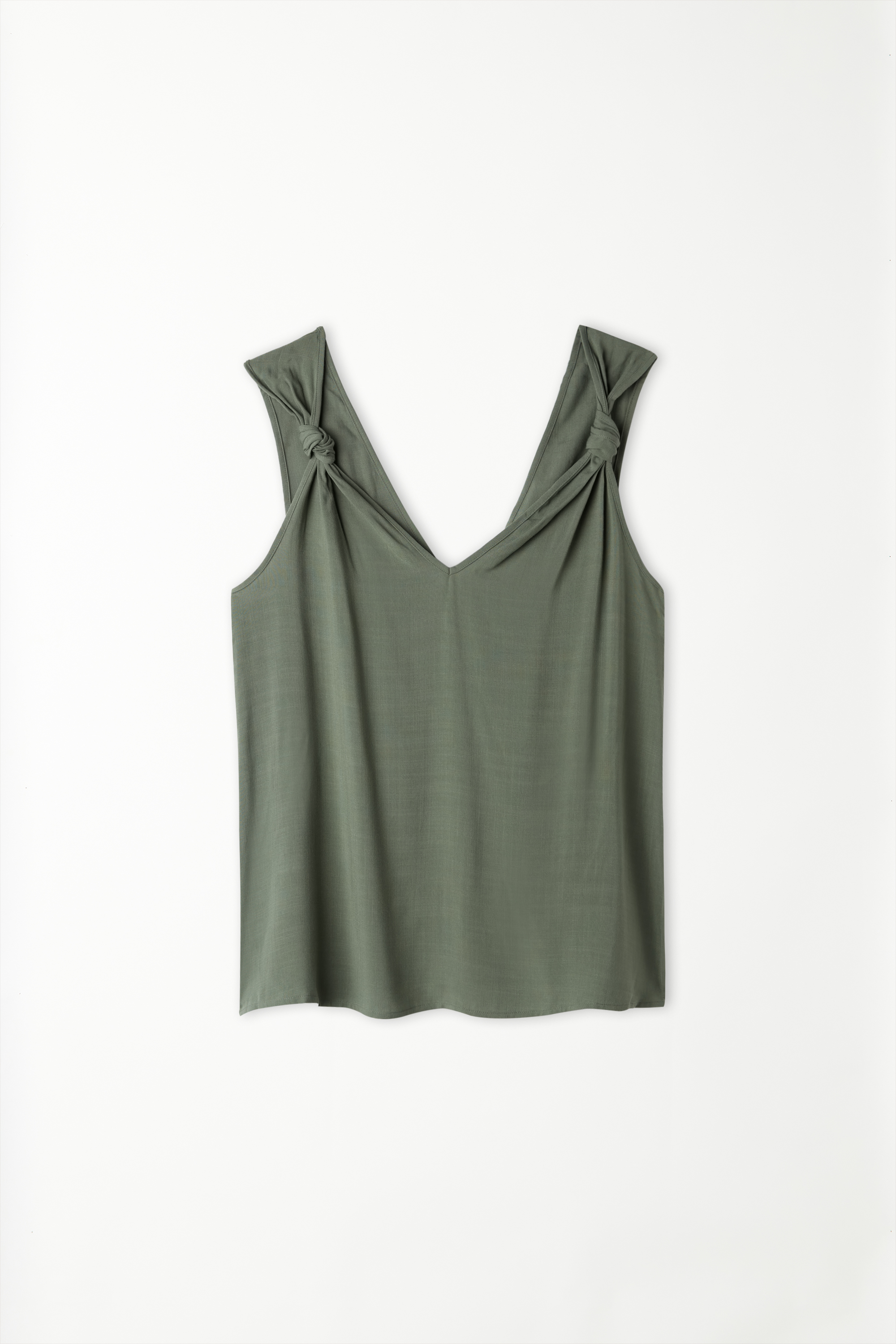 Tanktop aus angerautem Stoff mit Knoten