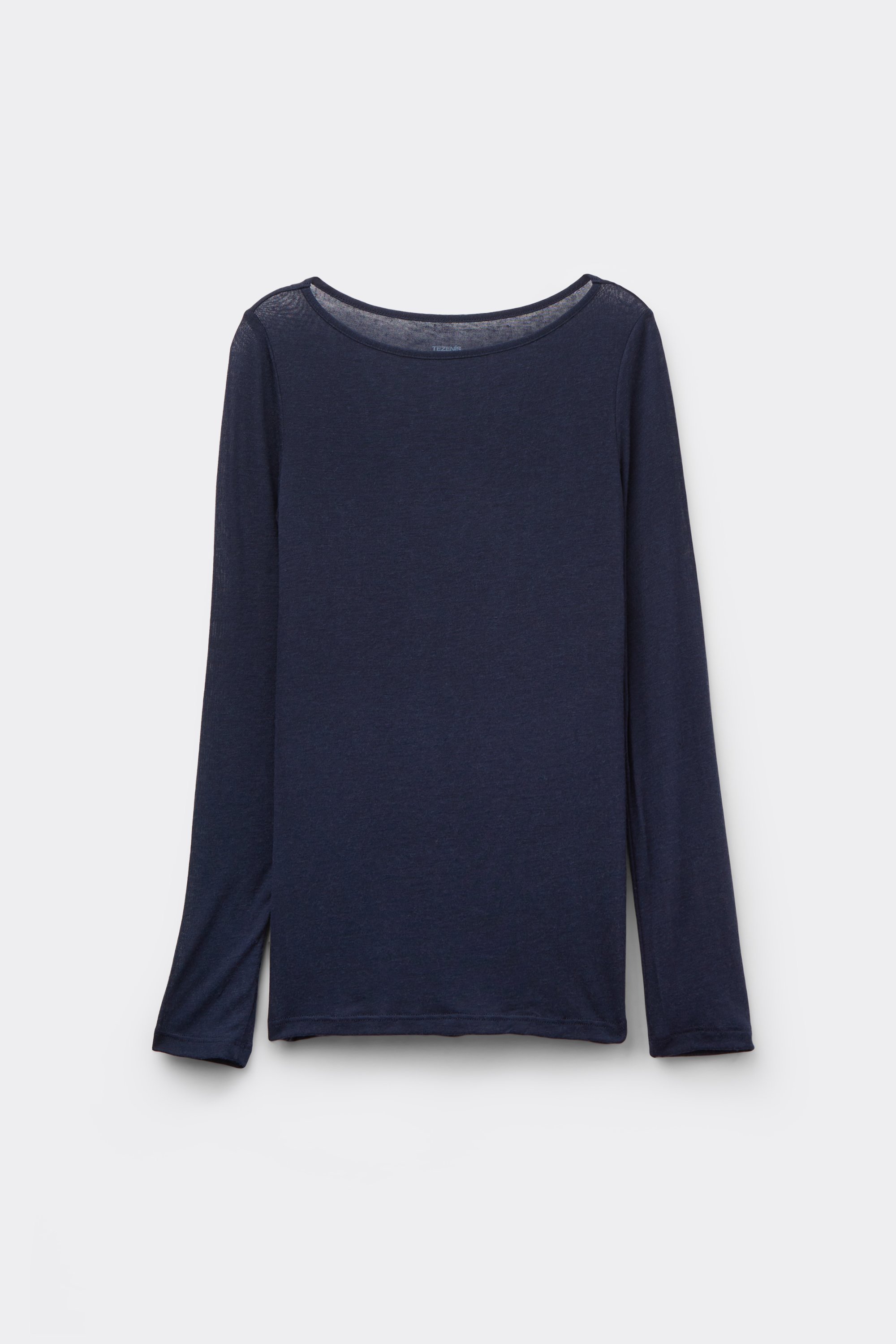 Langarmshirt mit U-Boot-Ausschnitt aus Viskose und Merinowolle