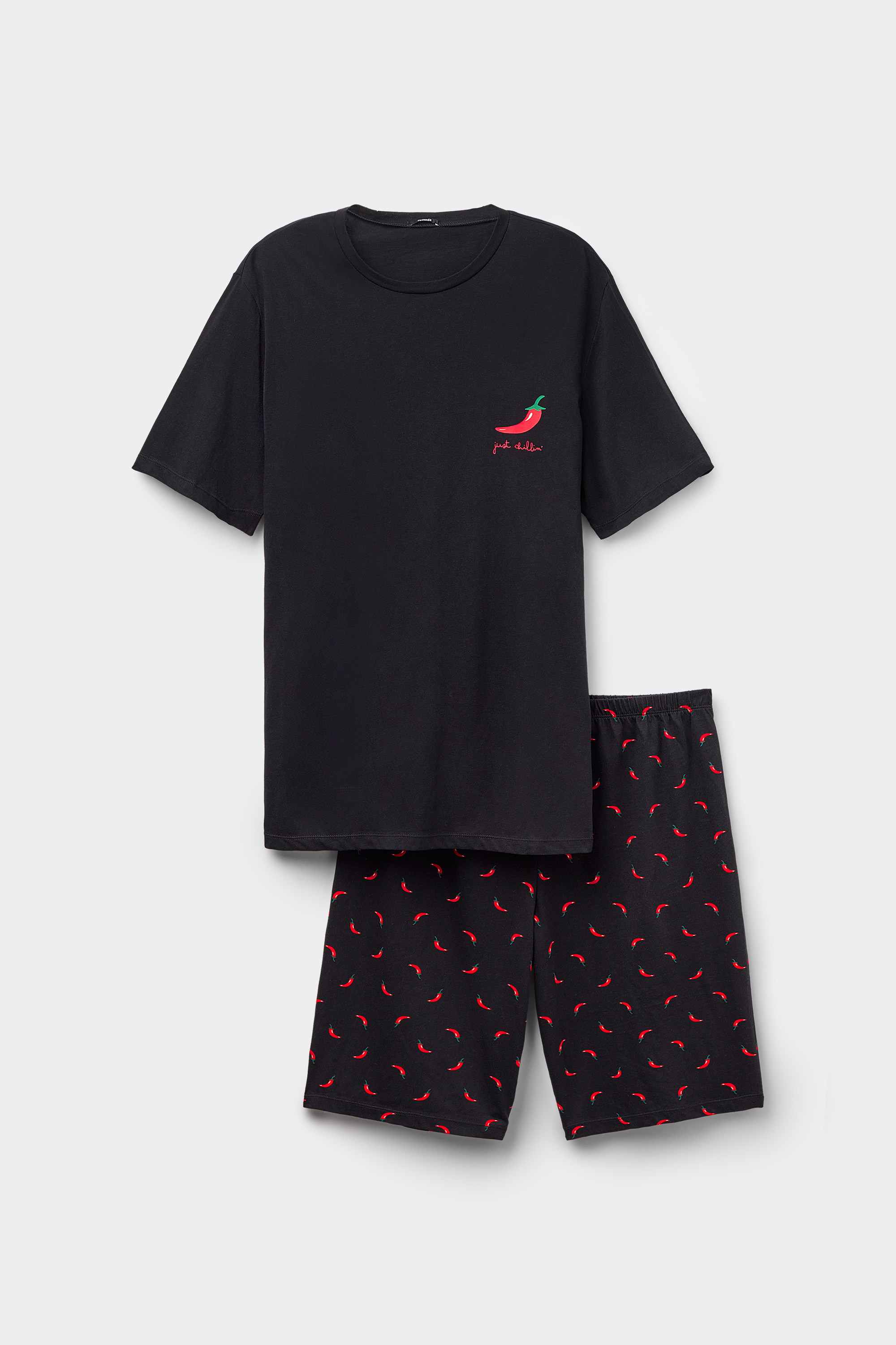 Short Cotton Hot Pepper Print Pajamas