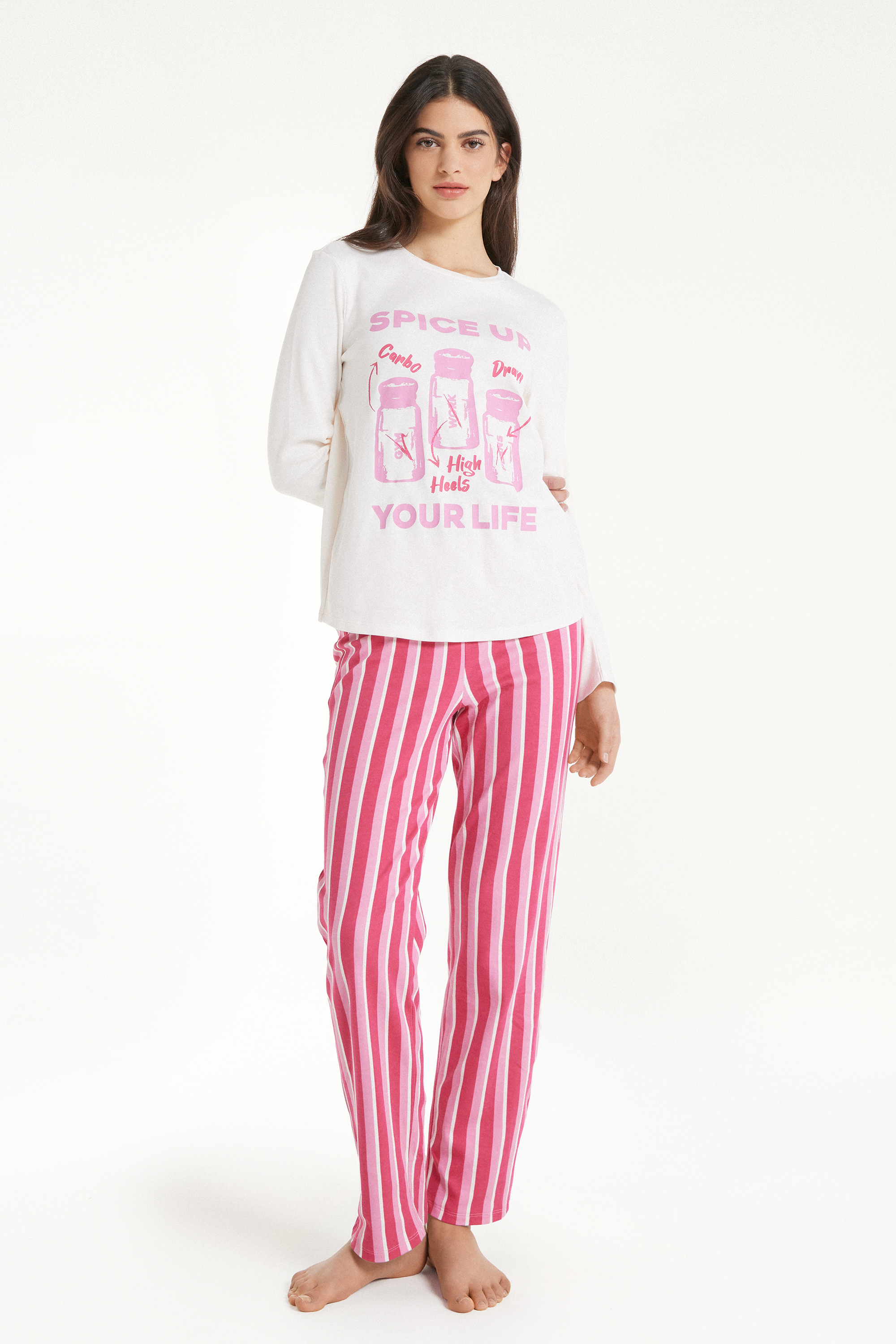 Long Heavy Cotton Pyjamas with "Spice Up" Print