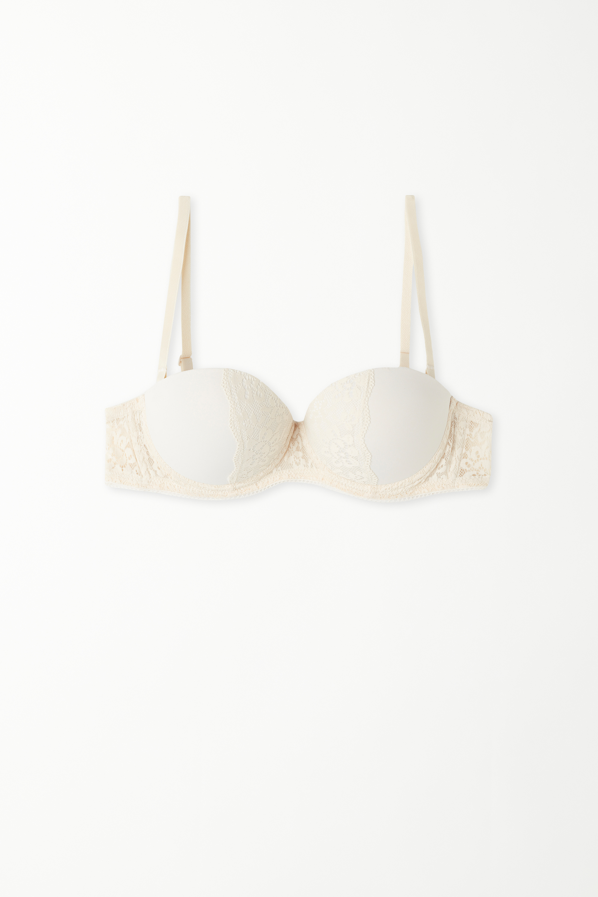 Madrid Extra-Padded Bandeau Bra in Microfibre and Recycled Lace