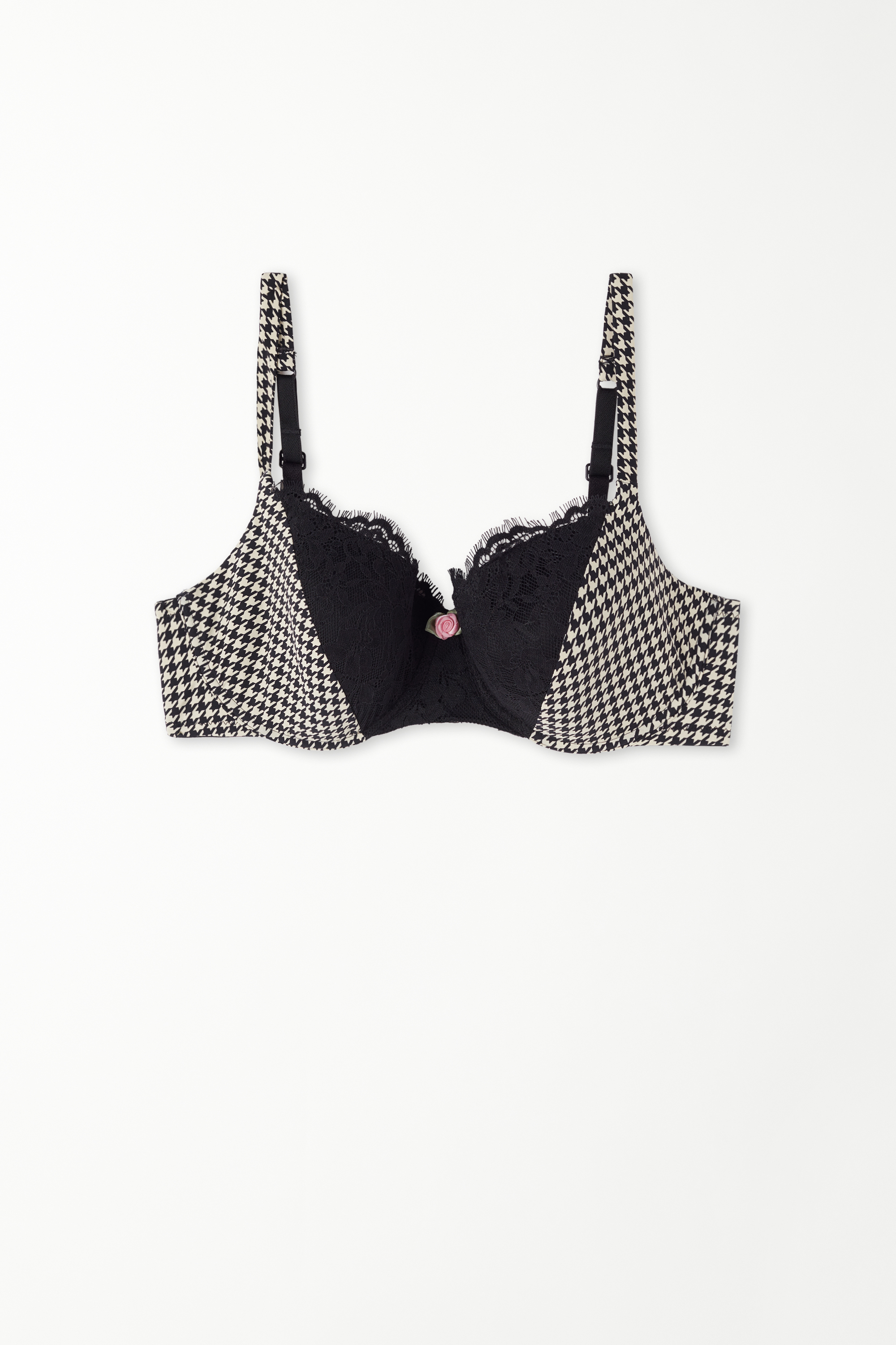 Prague Full Cover Roses Houndstooth Balconette Bra