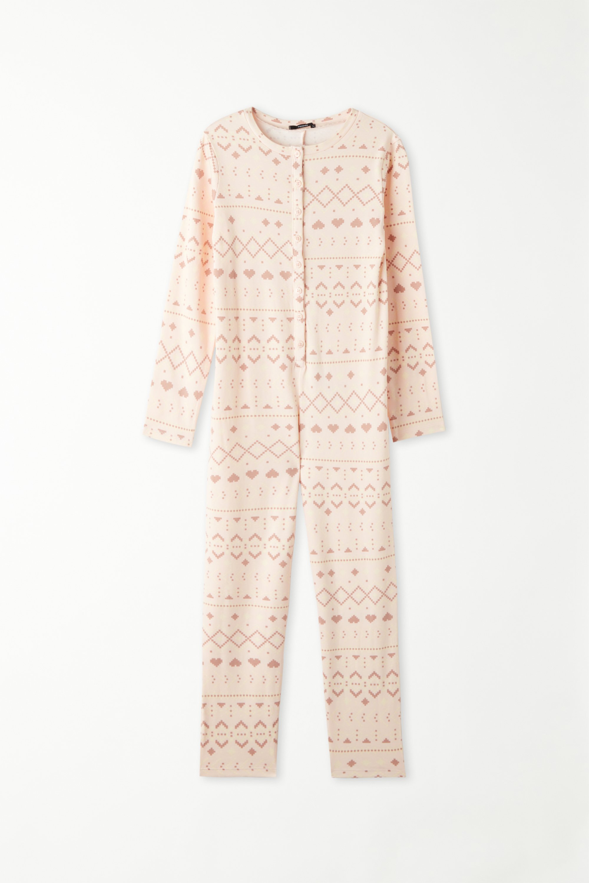 Pyjama Combinaison en Coton Épais Imprimé Nordique Fille