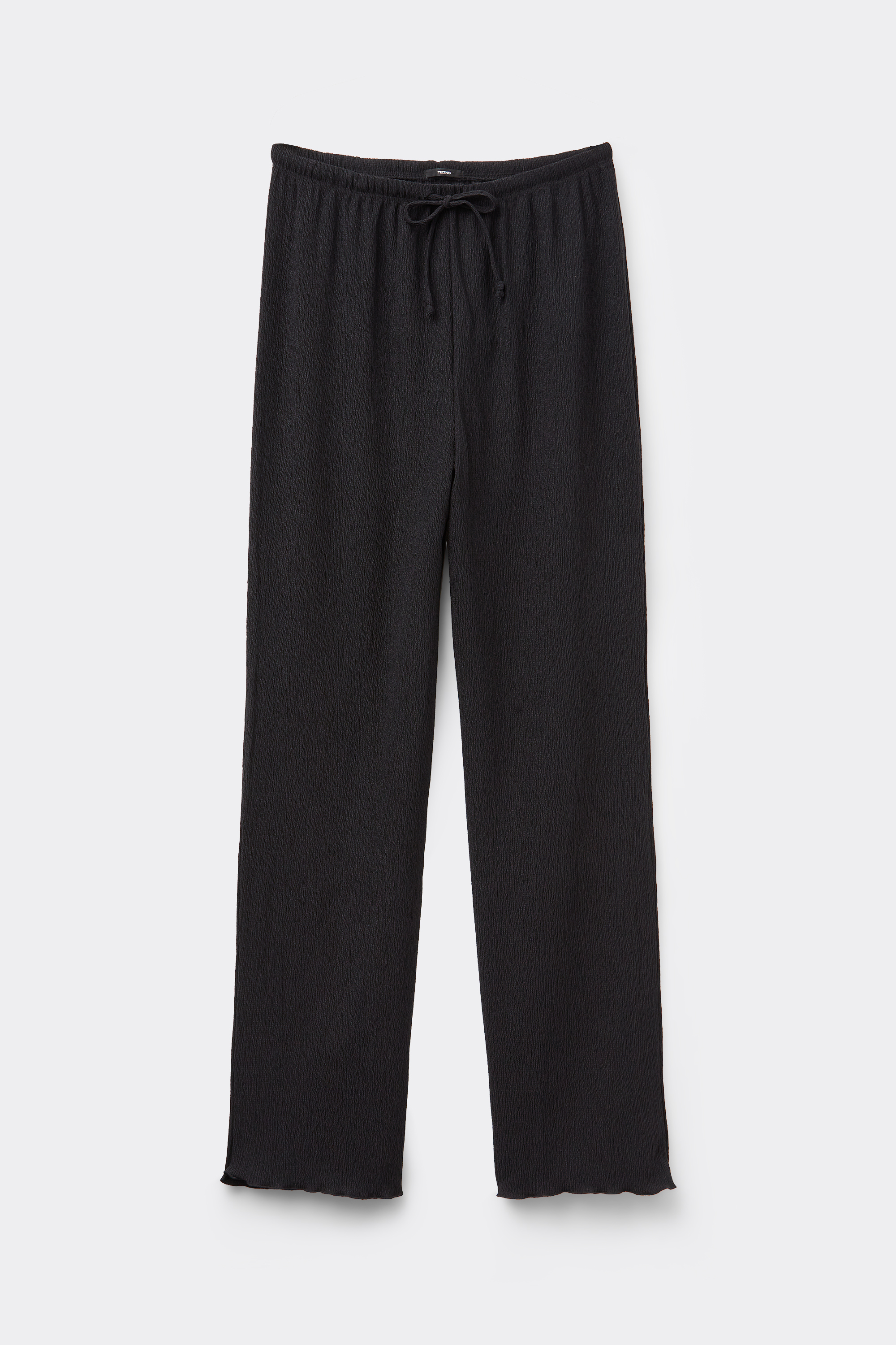 Pantalon Palazzo Effet Crêpe Cordon de Serrage