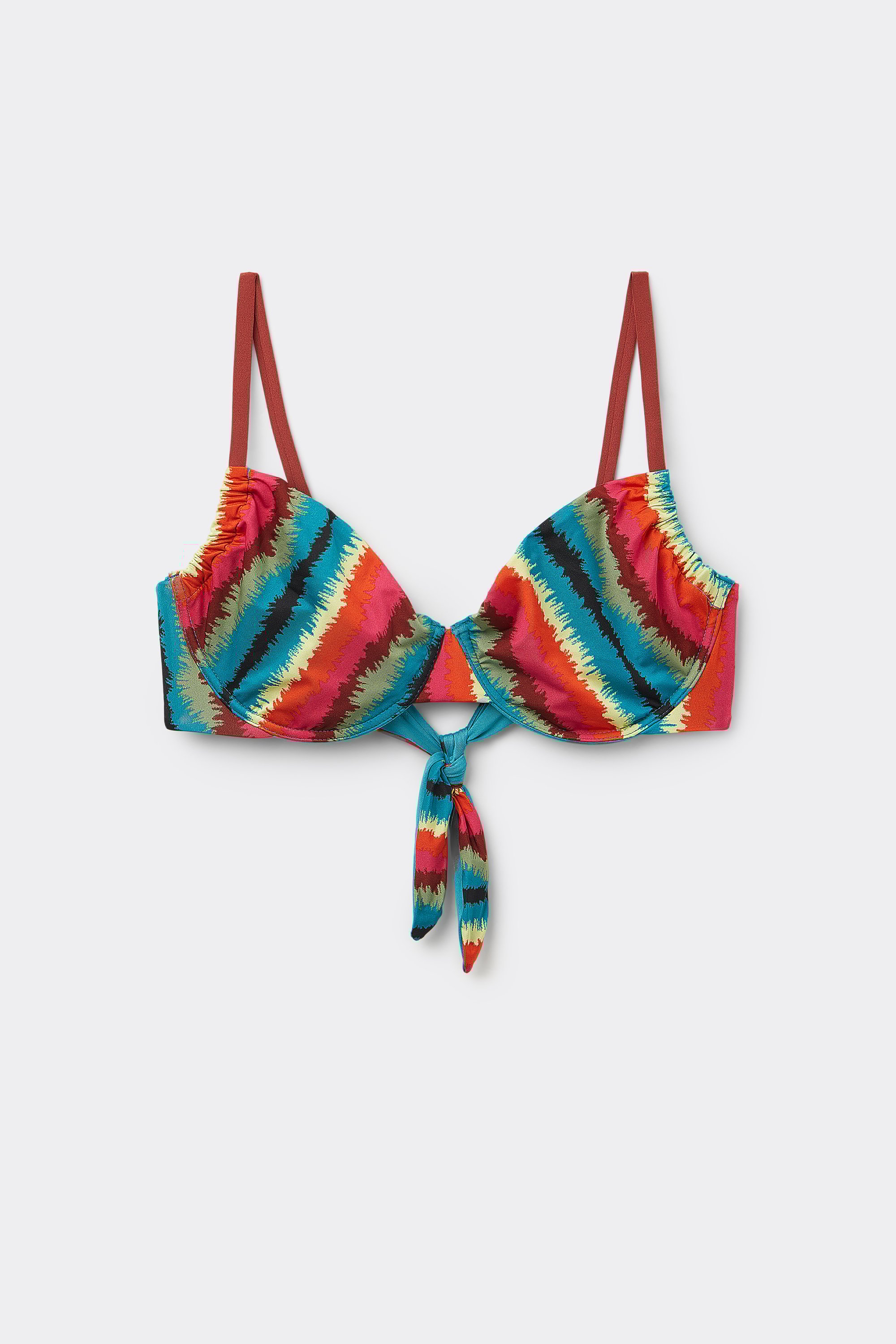 Vibrant Stripes Balconette Bikini Top with Drawstring