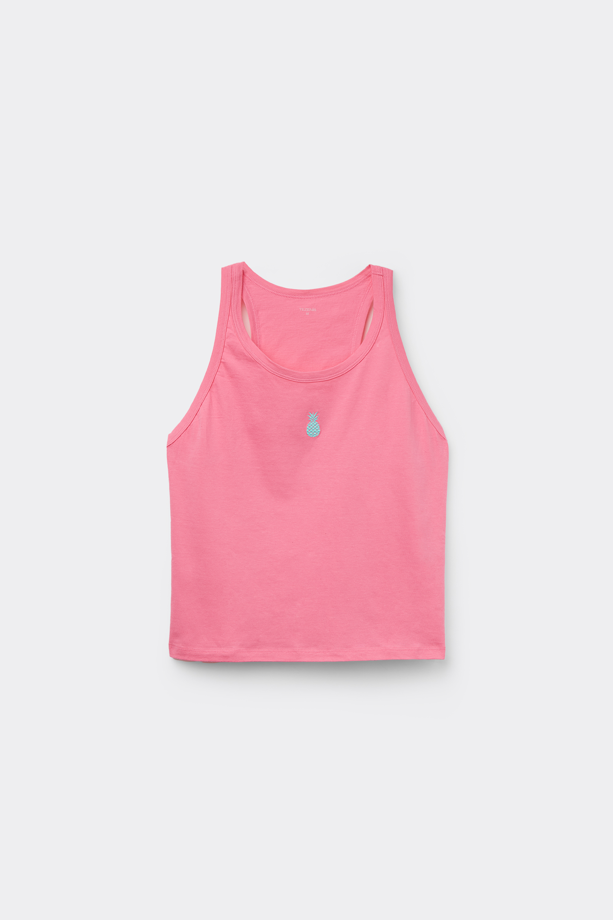 Wide Shoulder Strap Cotton Tank Top with Embroidery