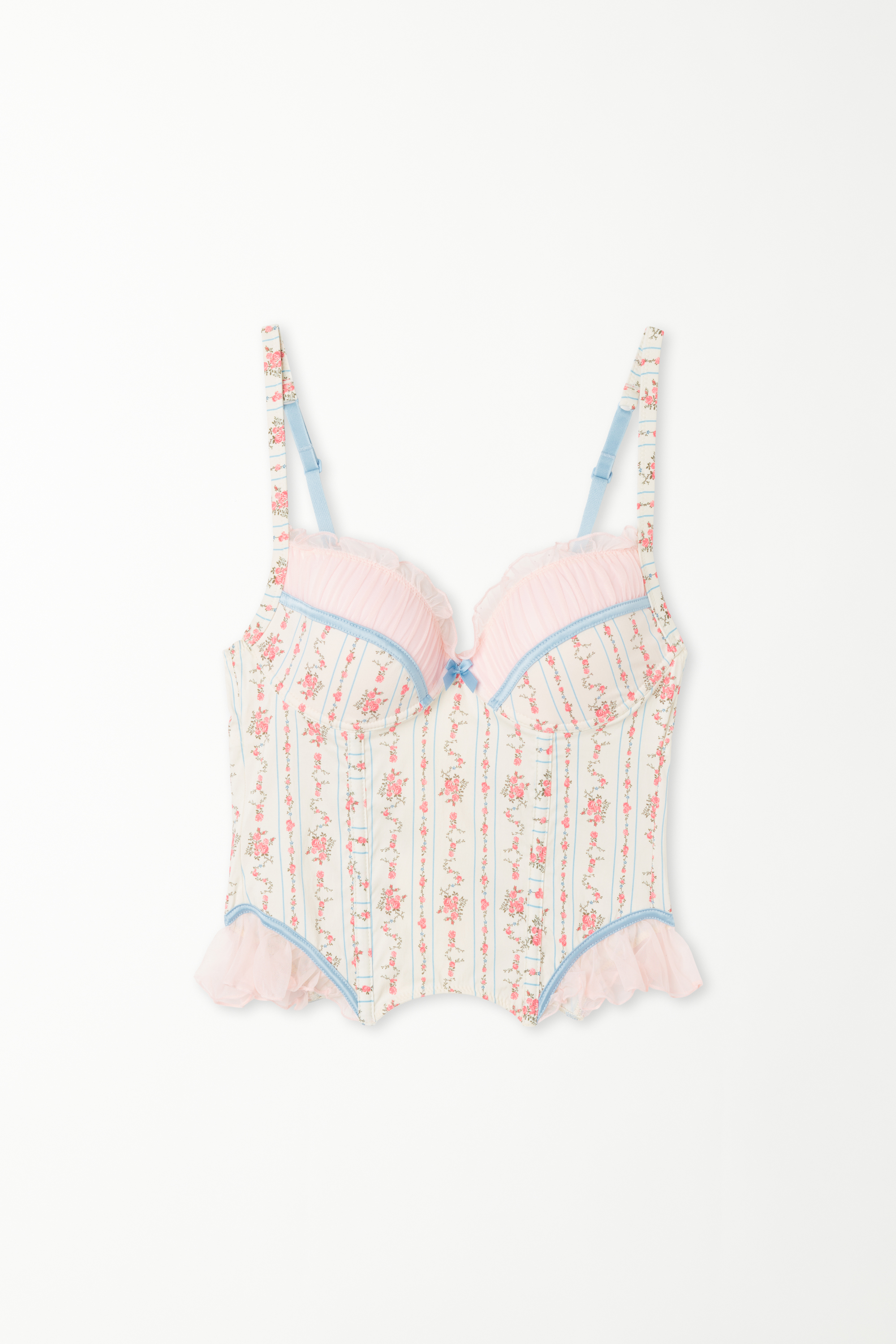 Soutien Bra Top Efeito Corpete Push-up Almofadado Dreaming Flowers