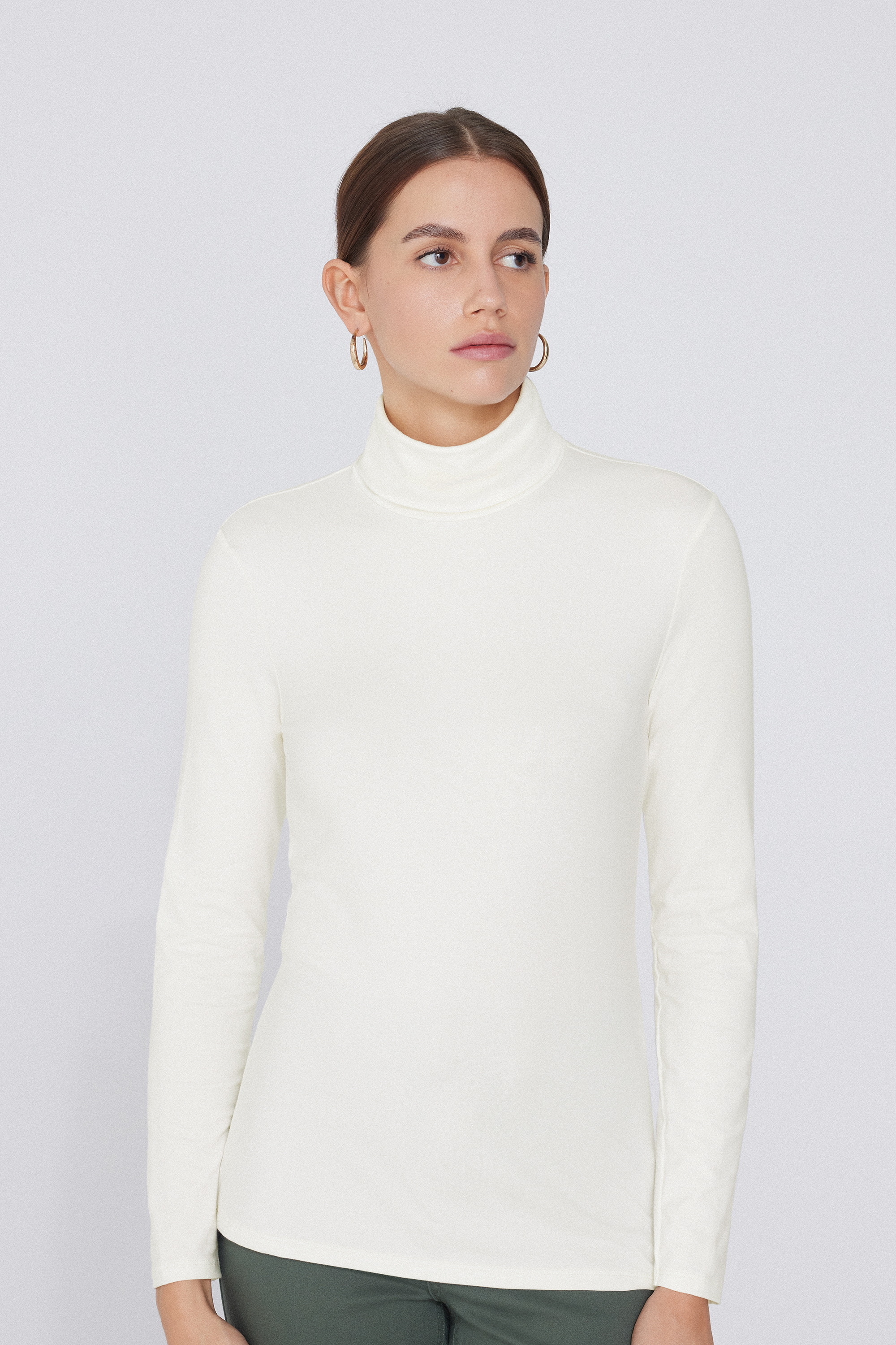 Cotton and Thermal Modal Polo Neck Top