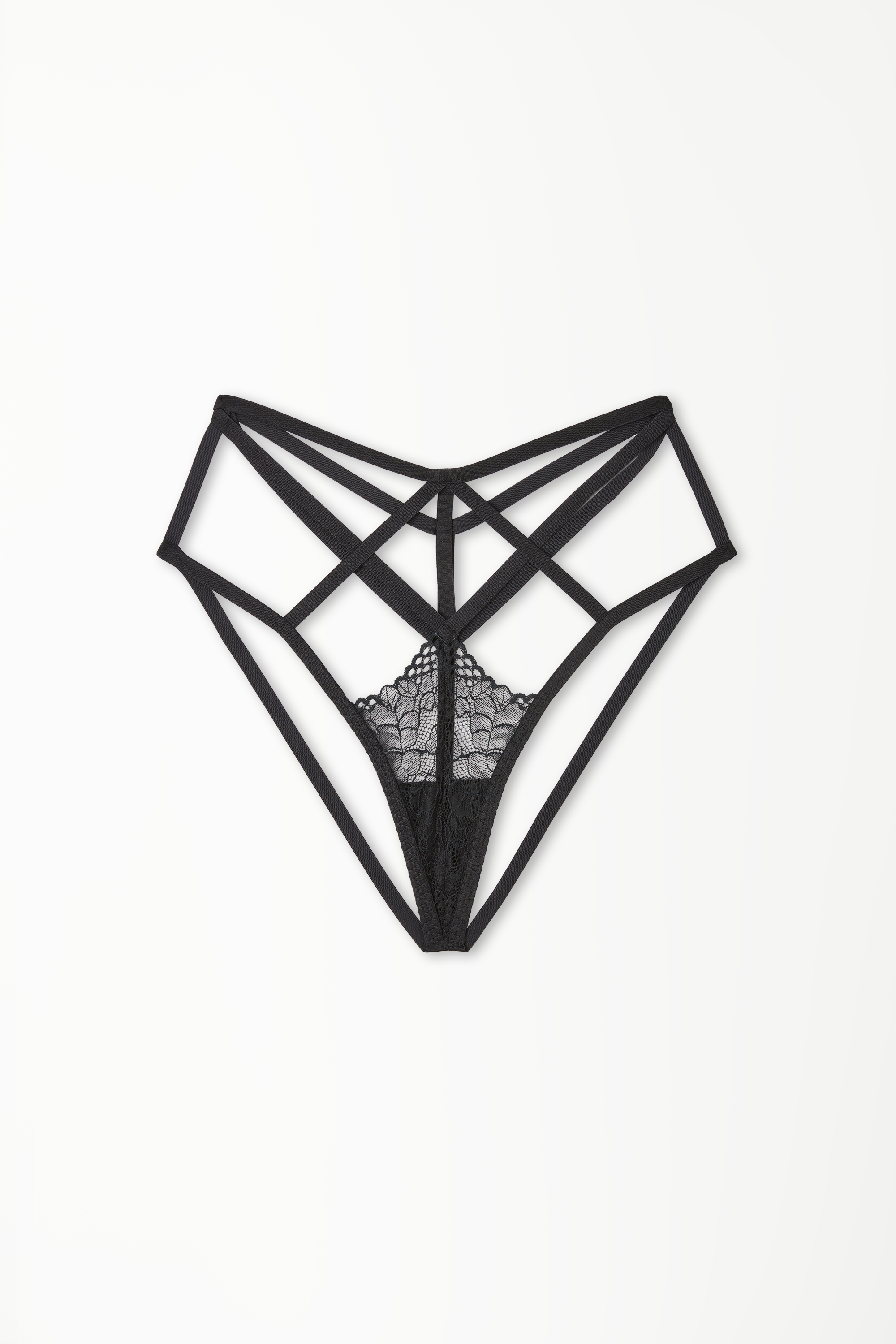 High-Waist G-String with Cut-Out Laces