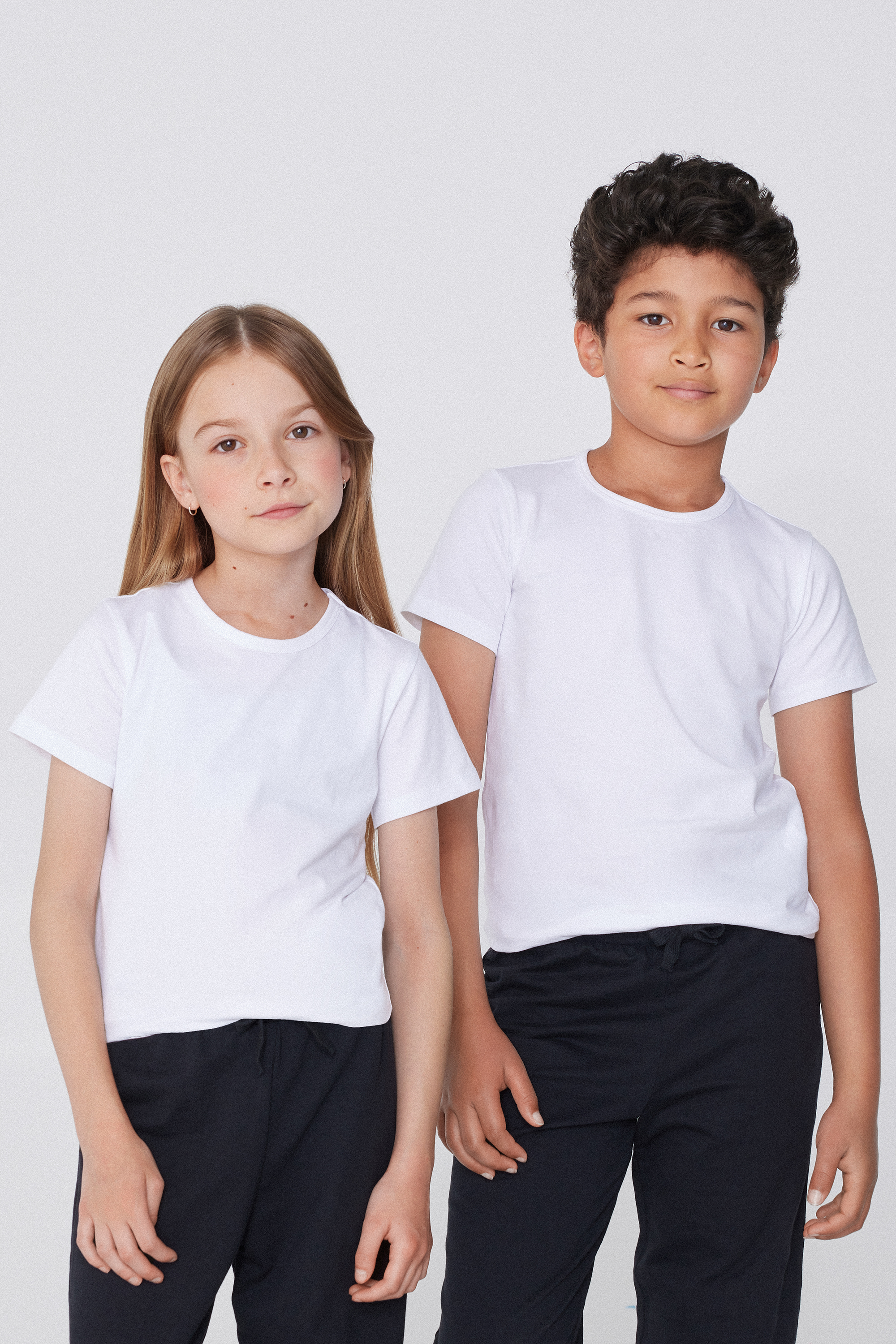 Unisex Kids’ Basic Stretch Cotton T-Shirt with Rounded Neck