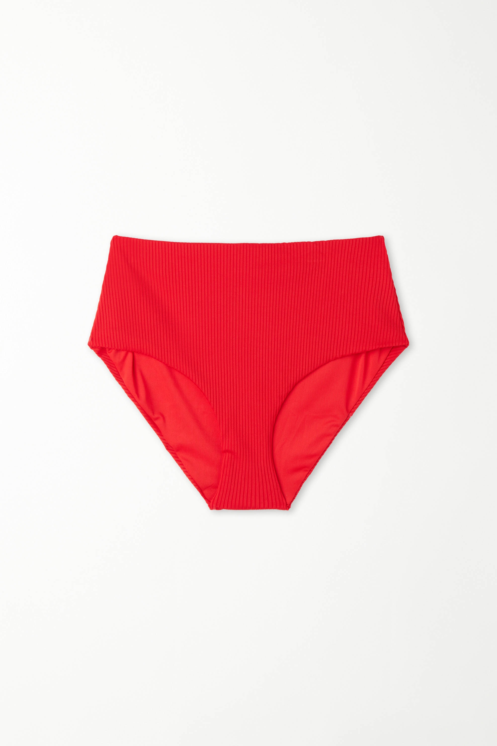 High-Waist Bikini Bottoms in Recycled Ribbed Microfibre