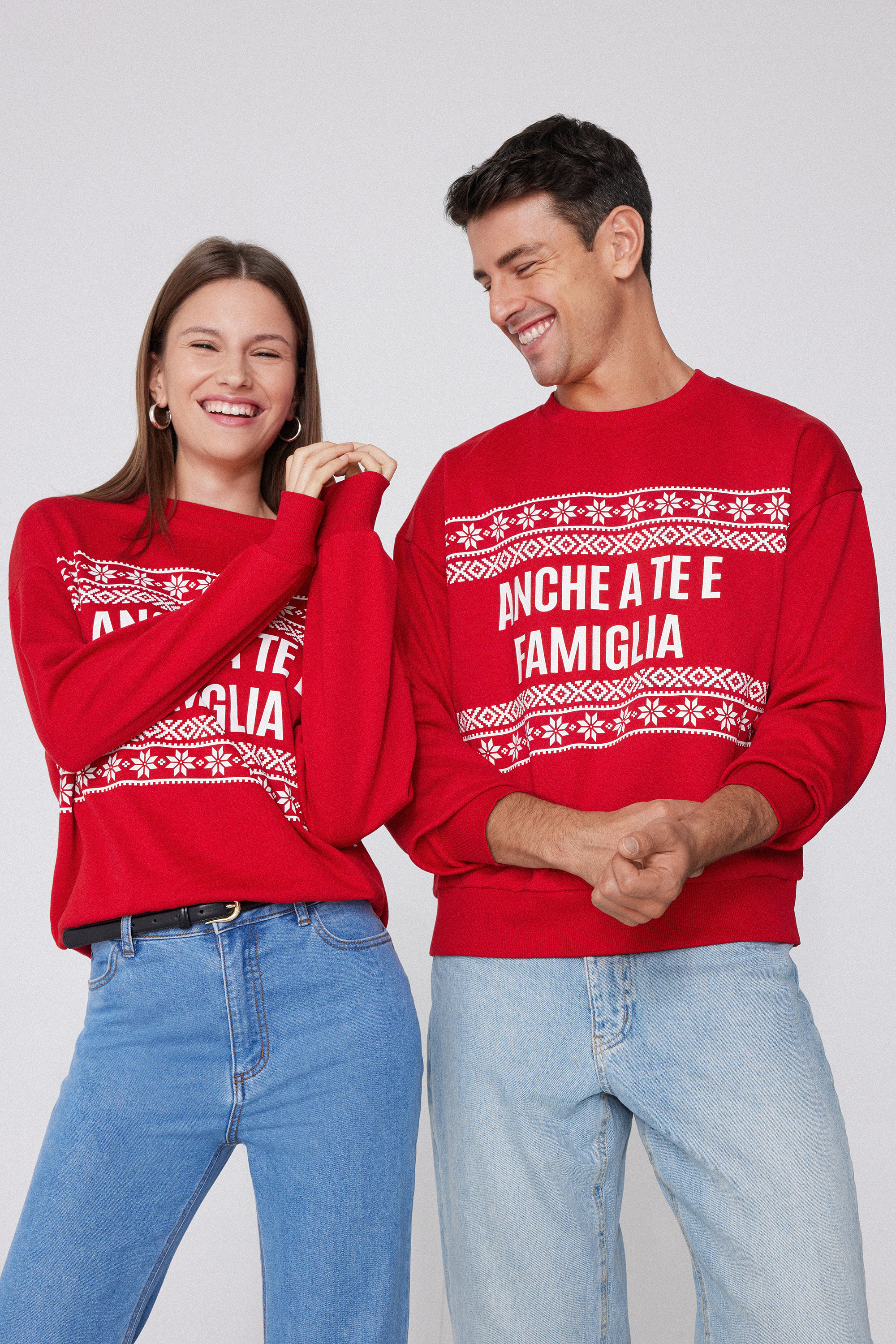 Felpa Girocollo con Fantasia Natalizia Unisex