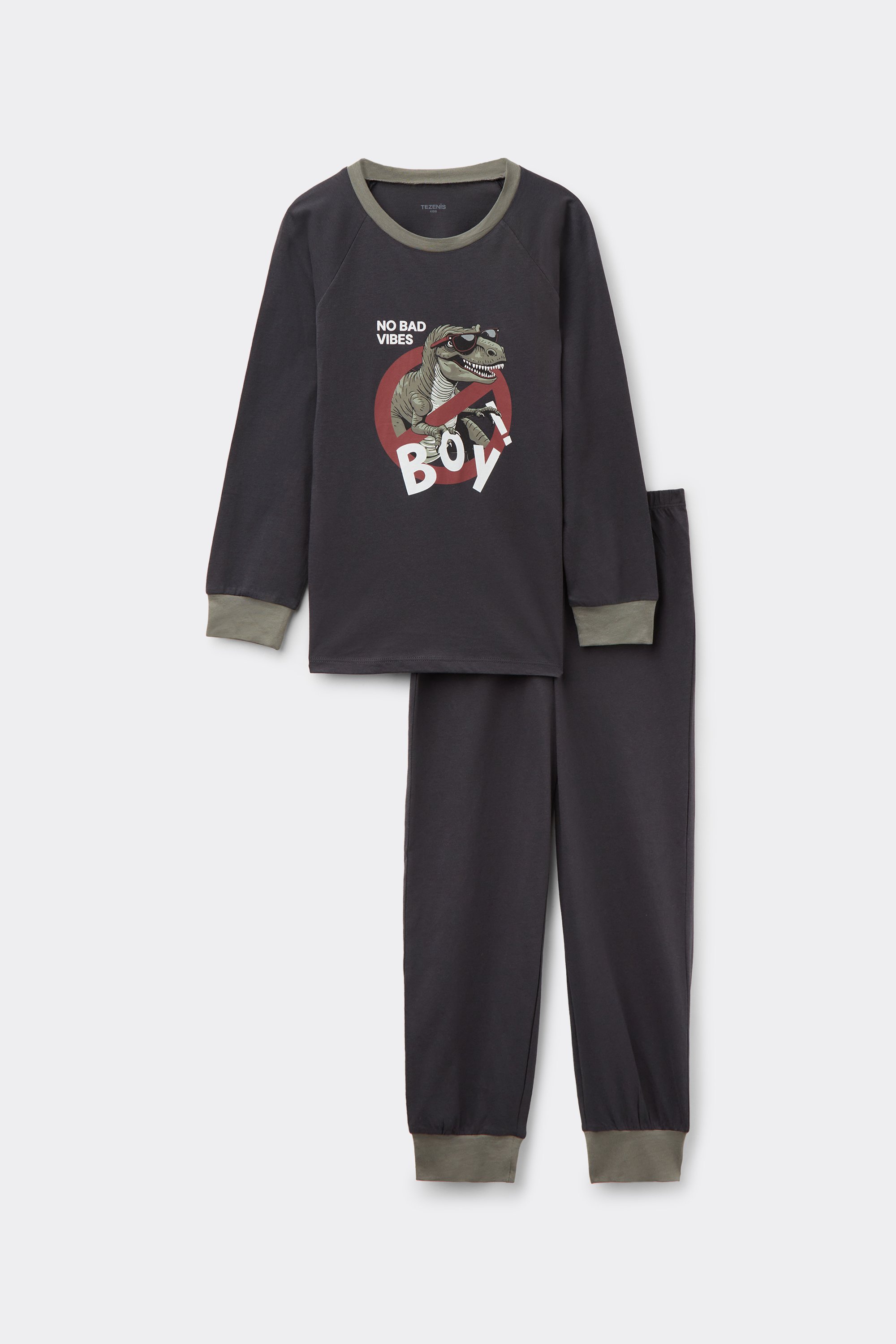 Boys&rsquo; Dino Print Cotton Long Pyjamas