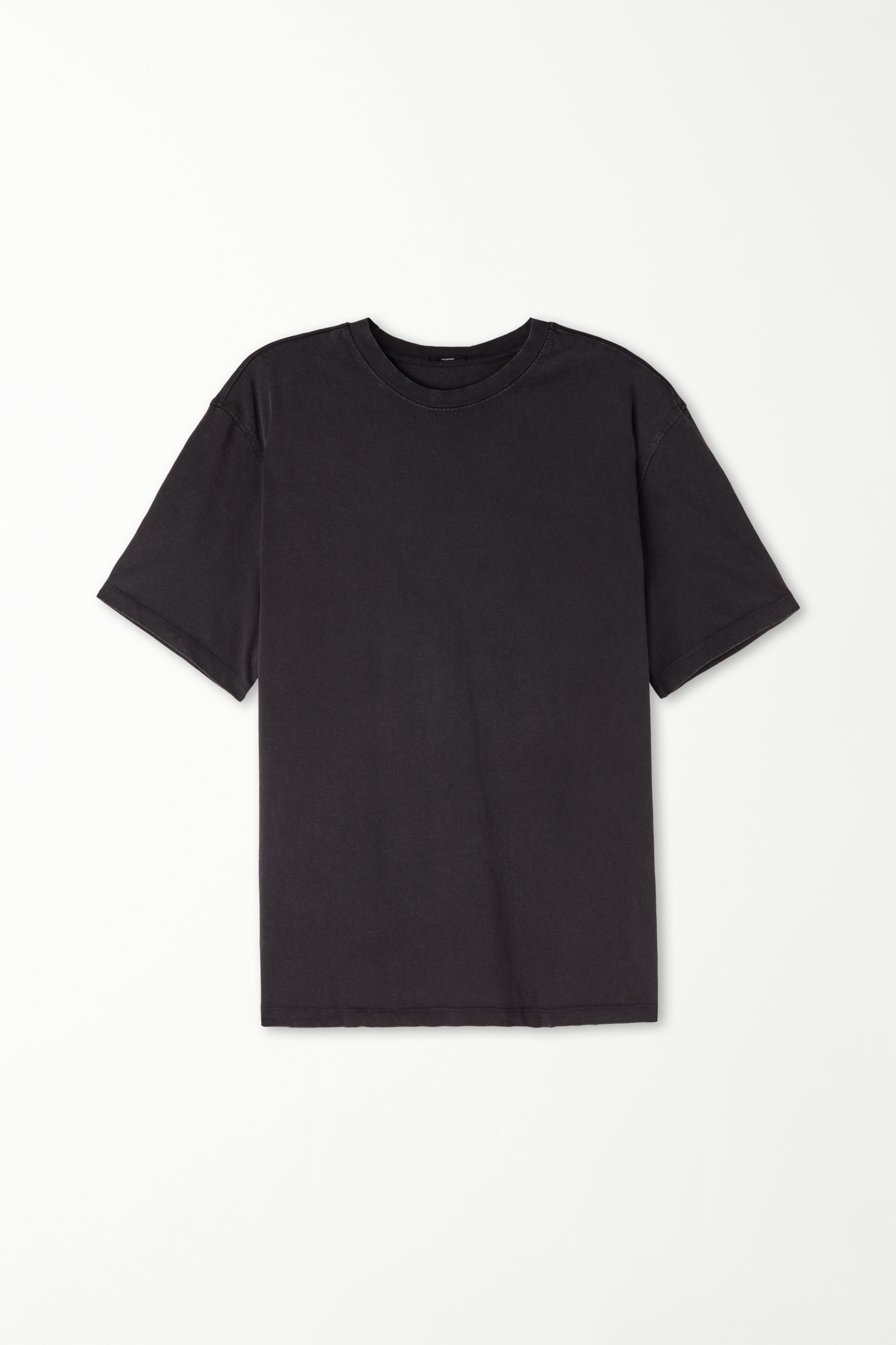 Rundhals-T-Shirt aus Baumwolle in verwaschener Optik