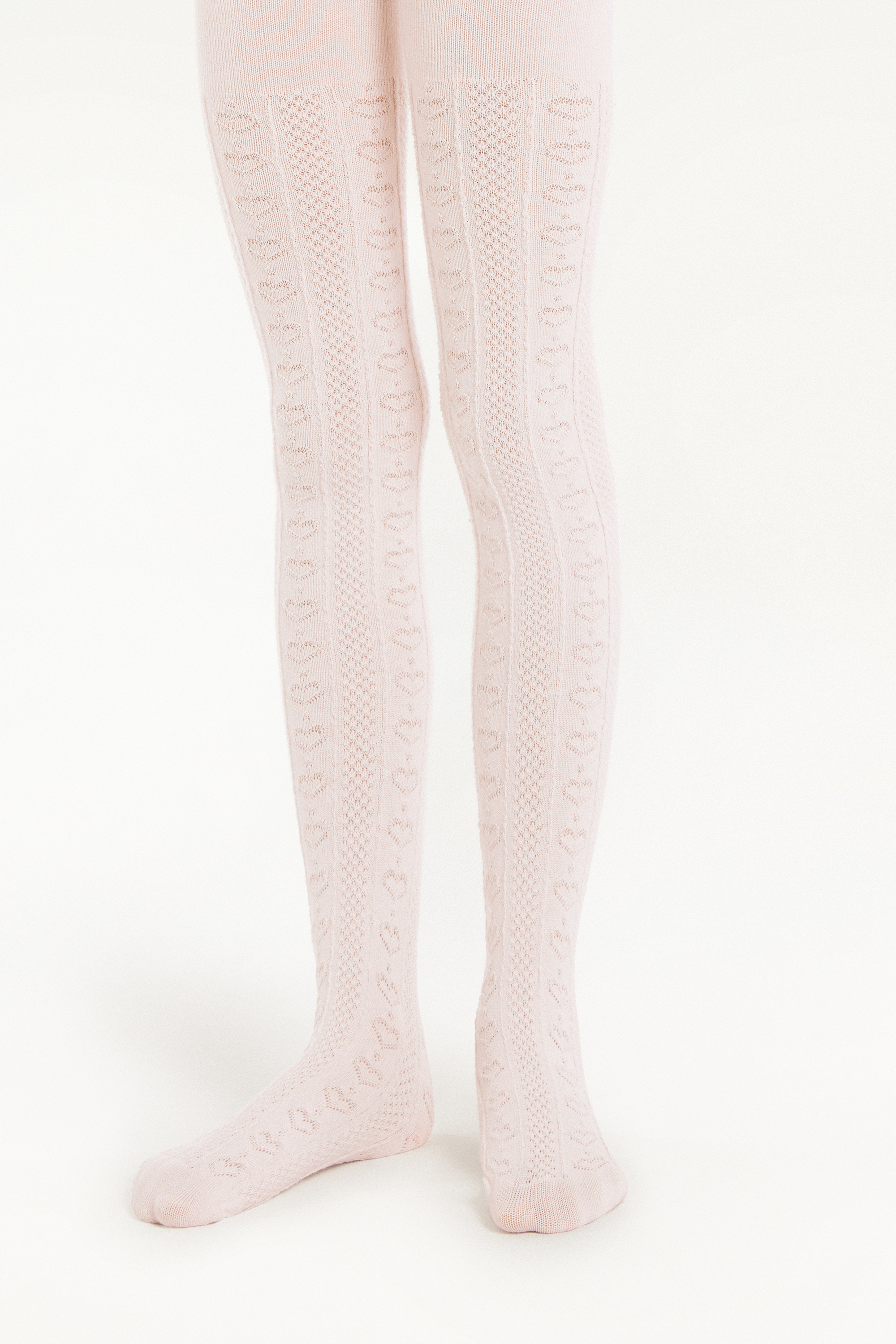Girls’ Diamond Cotton Tights with Hearts