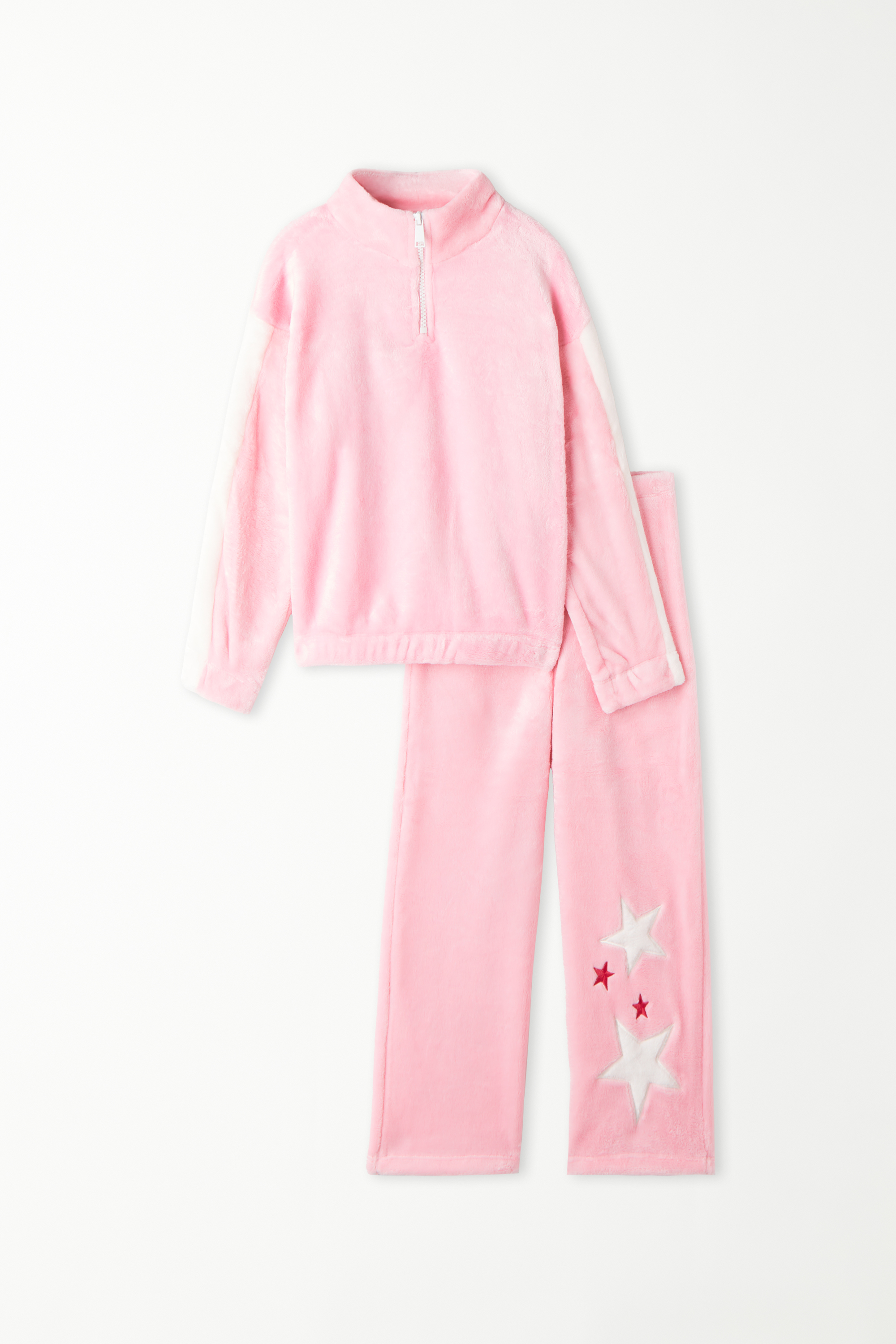 Langer Mädchen-Pyjama aus Fleece mit Sternen
