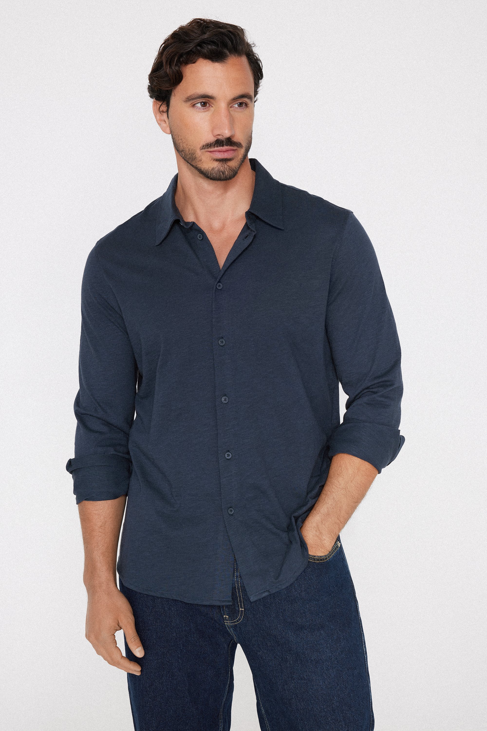 Camicia Maniche Lunghe Cotone Fiammato